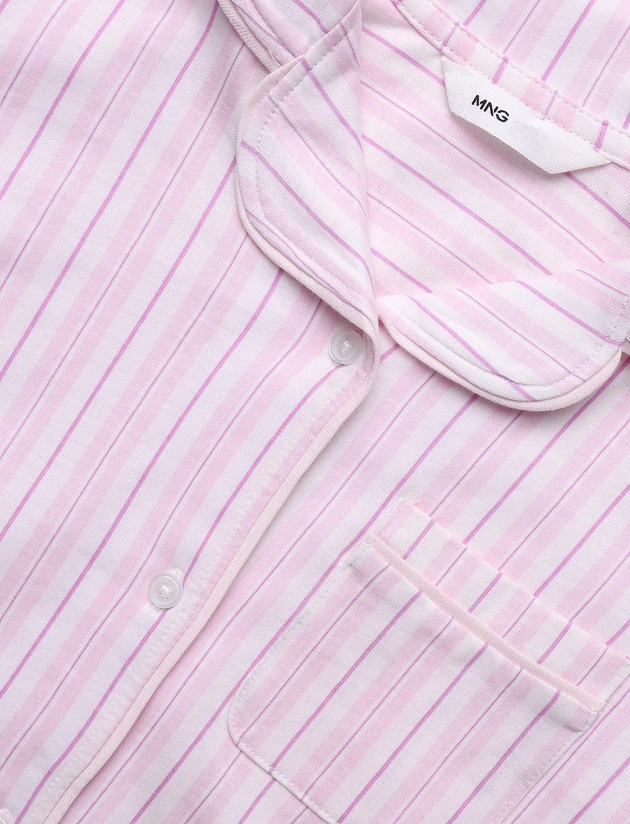 Mango - Full cotton striped pyjamas - pyjamassæt - pink - 2