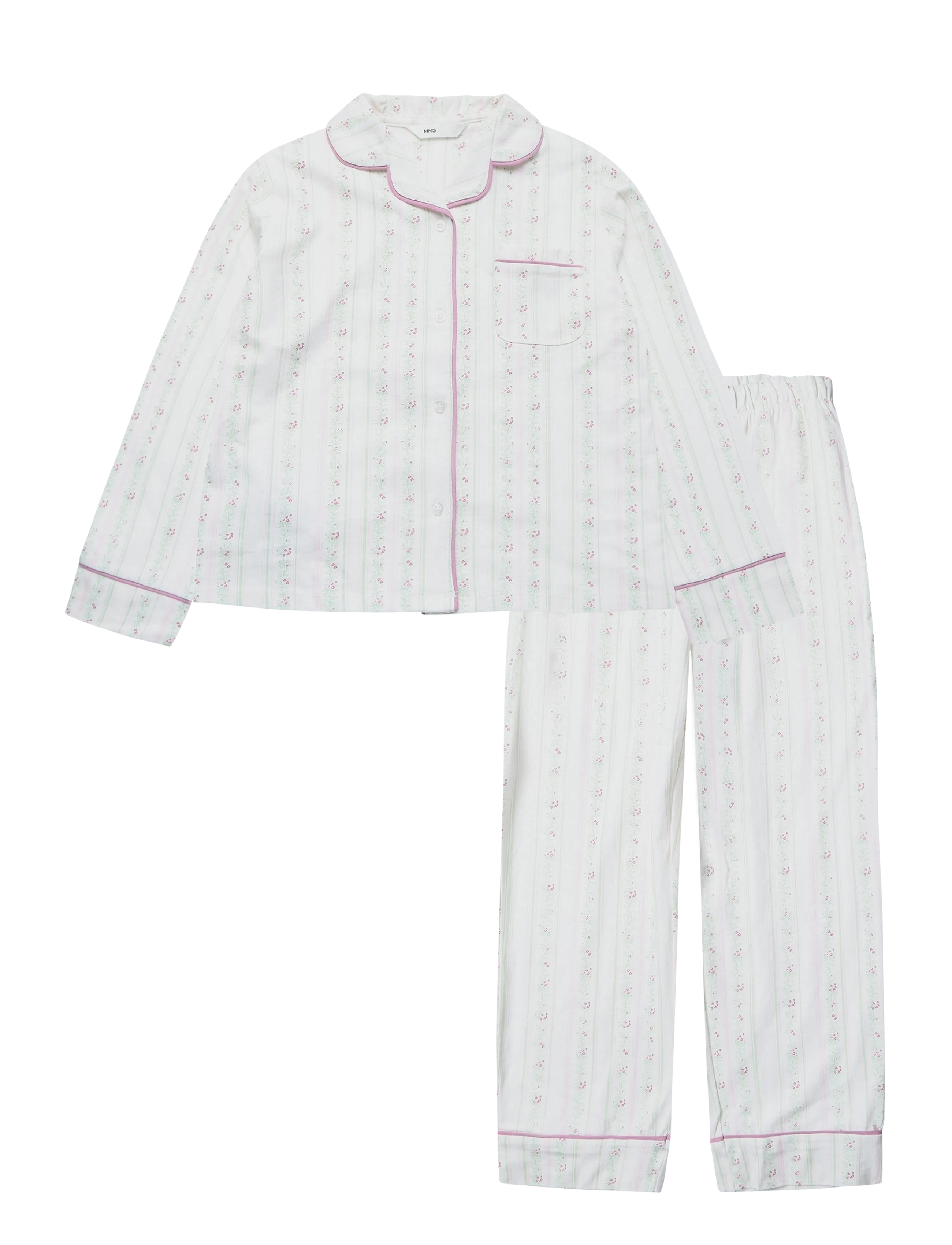 Mango Floral-print pyjama set - Tøj - NATURAL WHITE / white