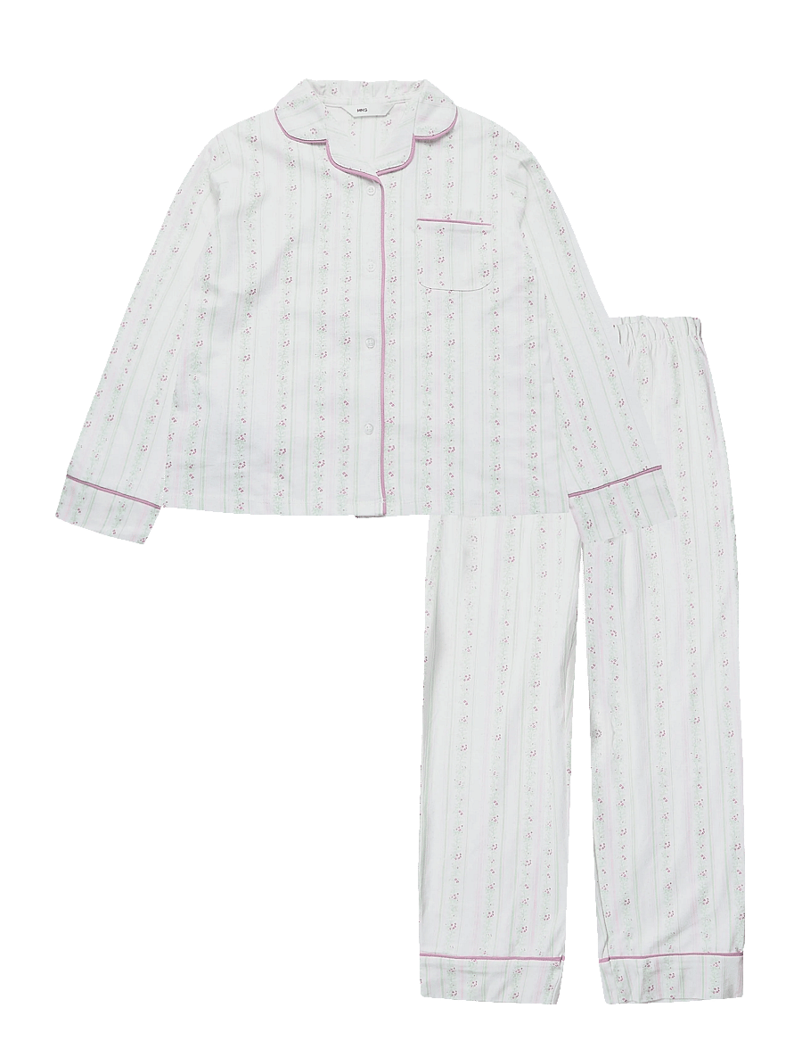 Mango - Floral-print pyjama set - pyjamassæt - natural white - 0