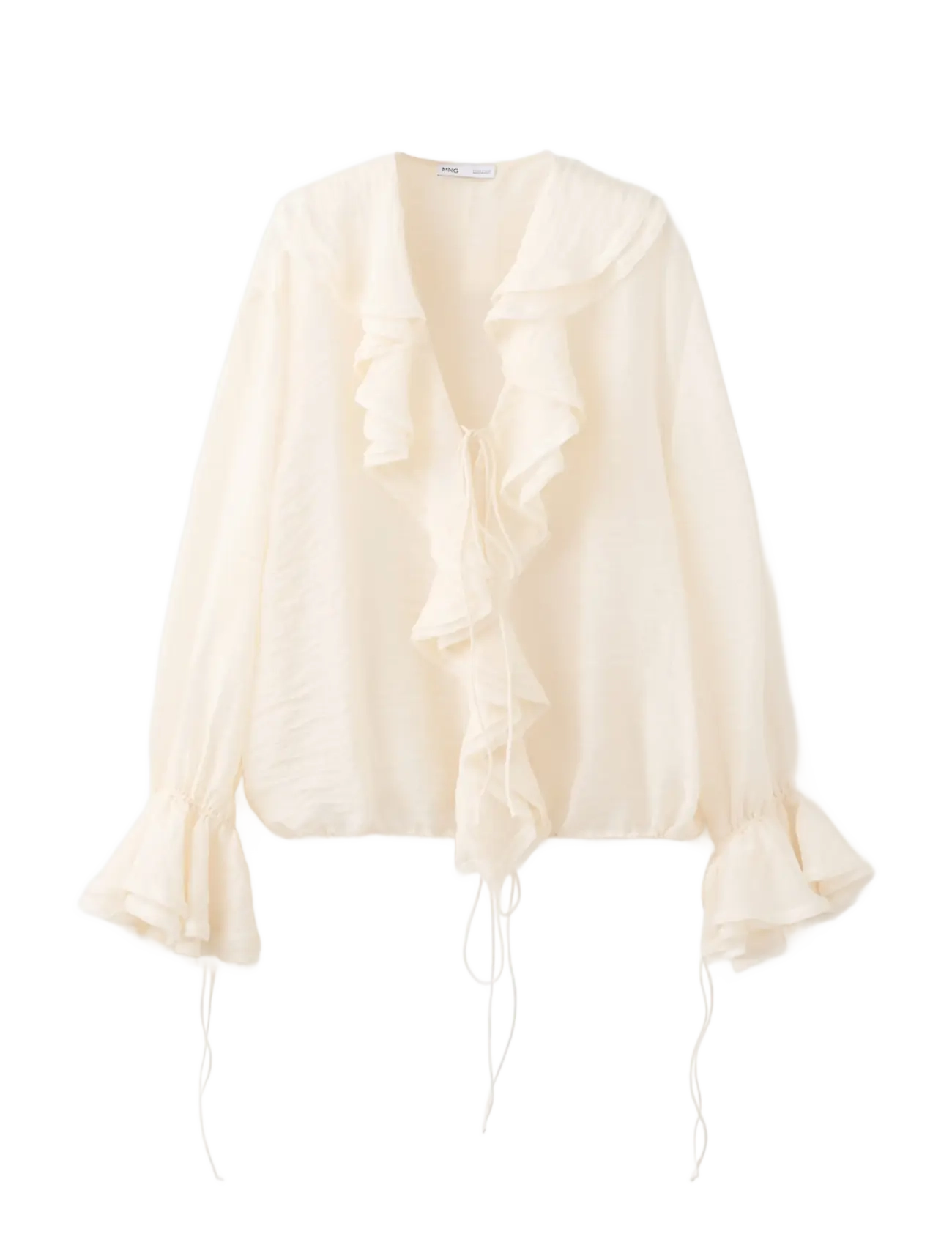 Mango Ruffled lyocell blouse - Bluser - LIGHT BEIGE / beige