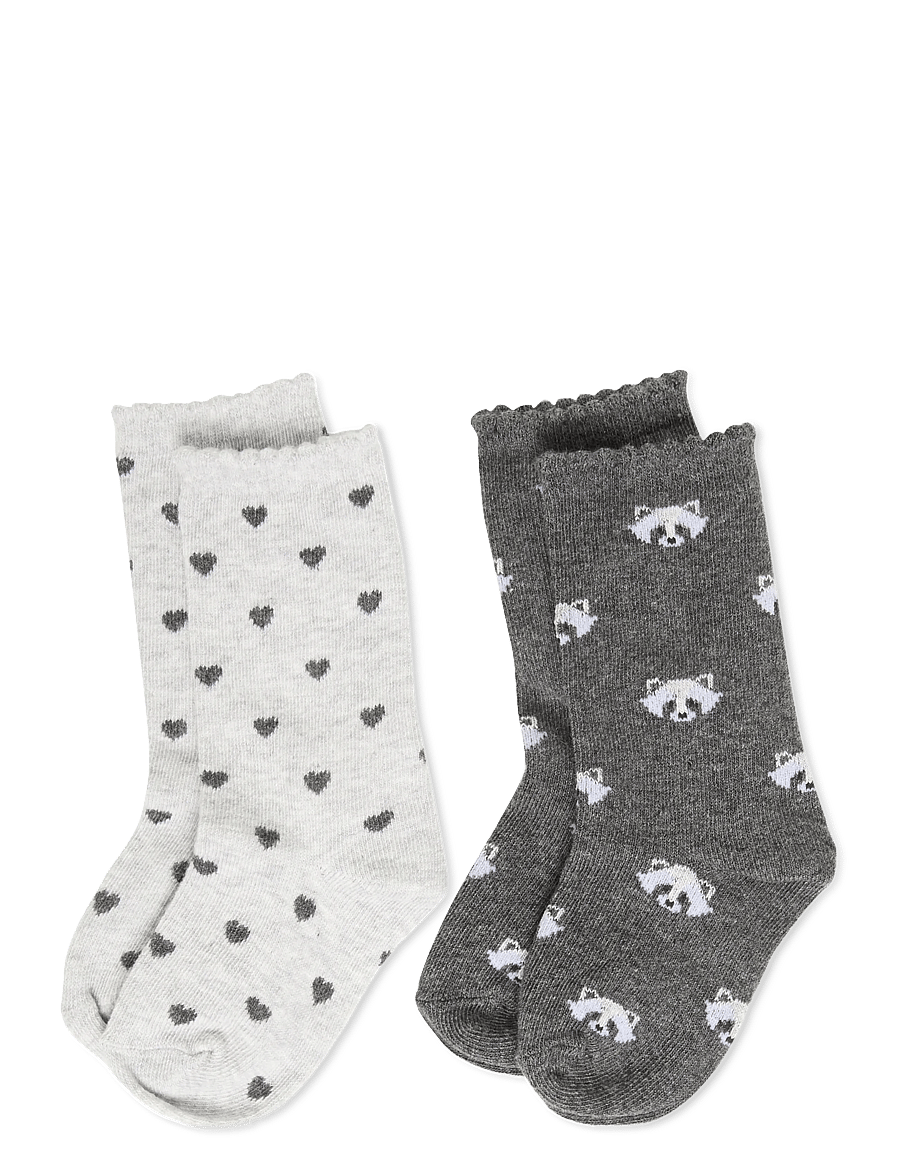 Mango - 2 pack printed socks - babysokker - dark grey - 0