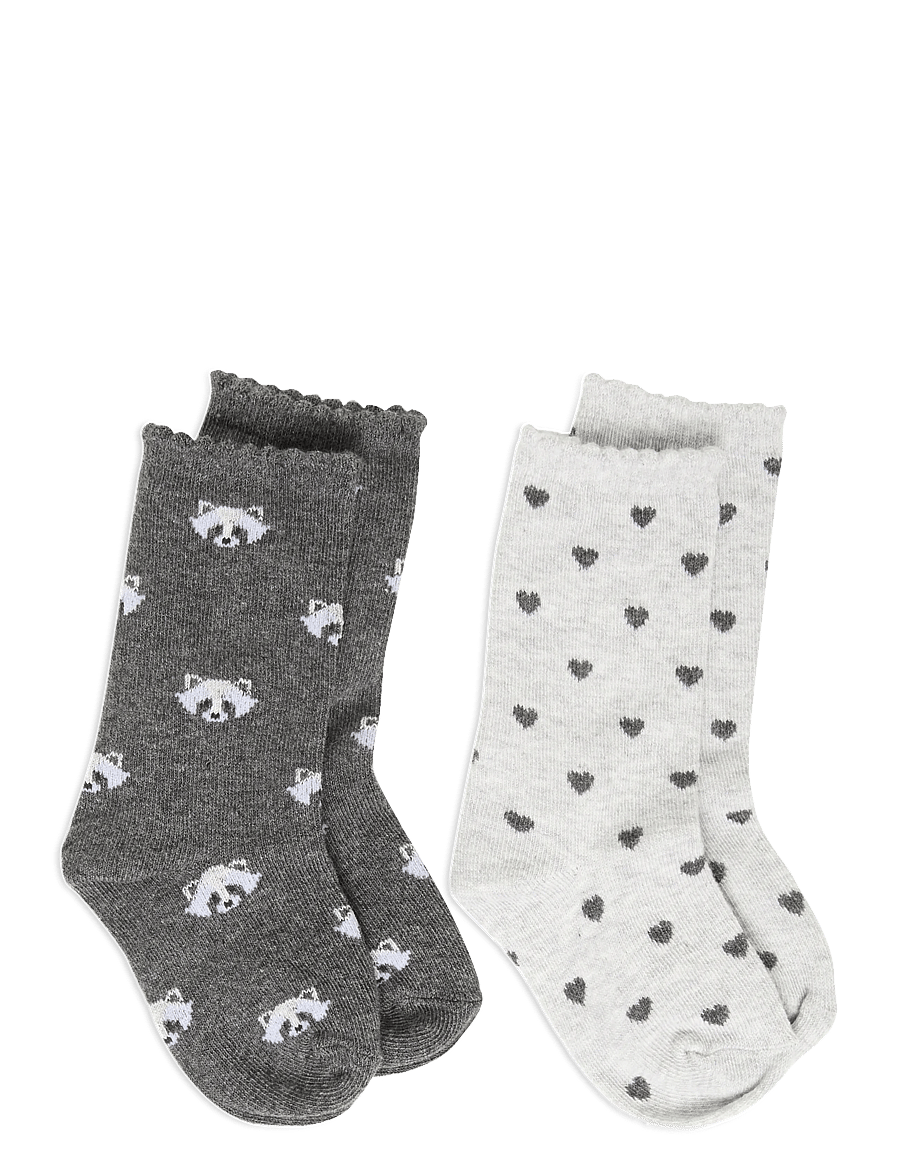 Mango - 2 pack printed socks - babysokker - dark grey - 1