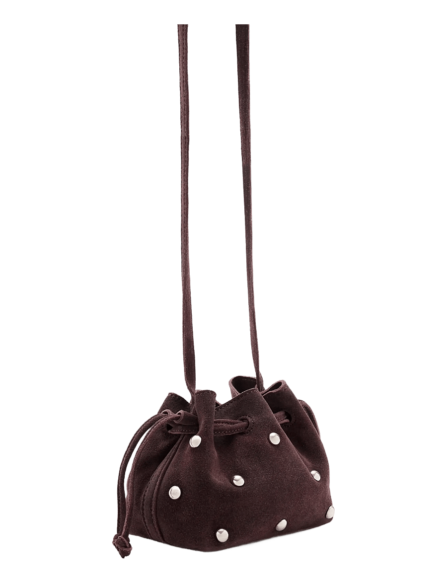 Mango - Mini leather bucket bag - tygpåsar & små väskor - dark brown - 1