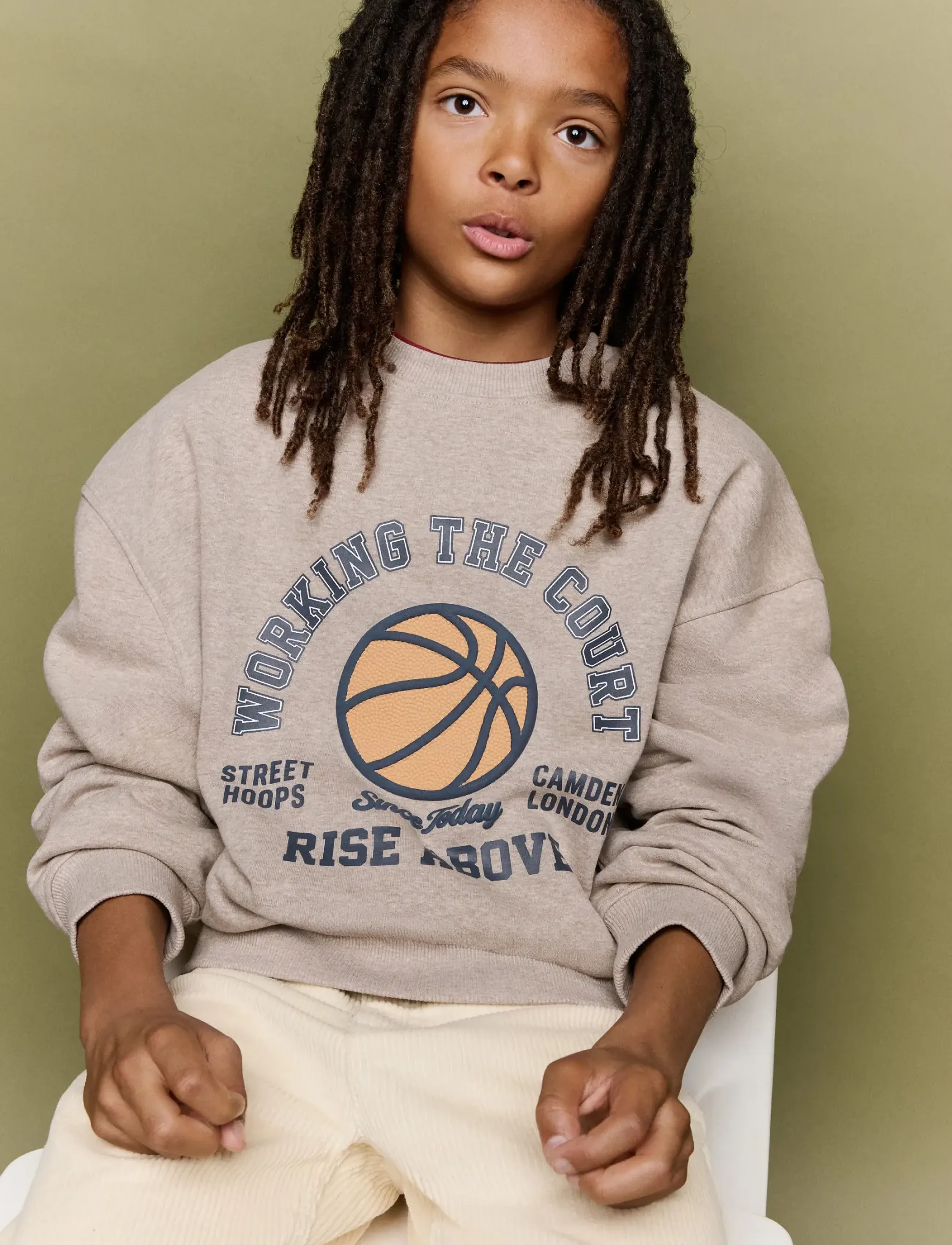 Mango - Printed embossed sweatshirt - sweatshirts - lt pastel brown - 0