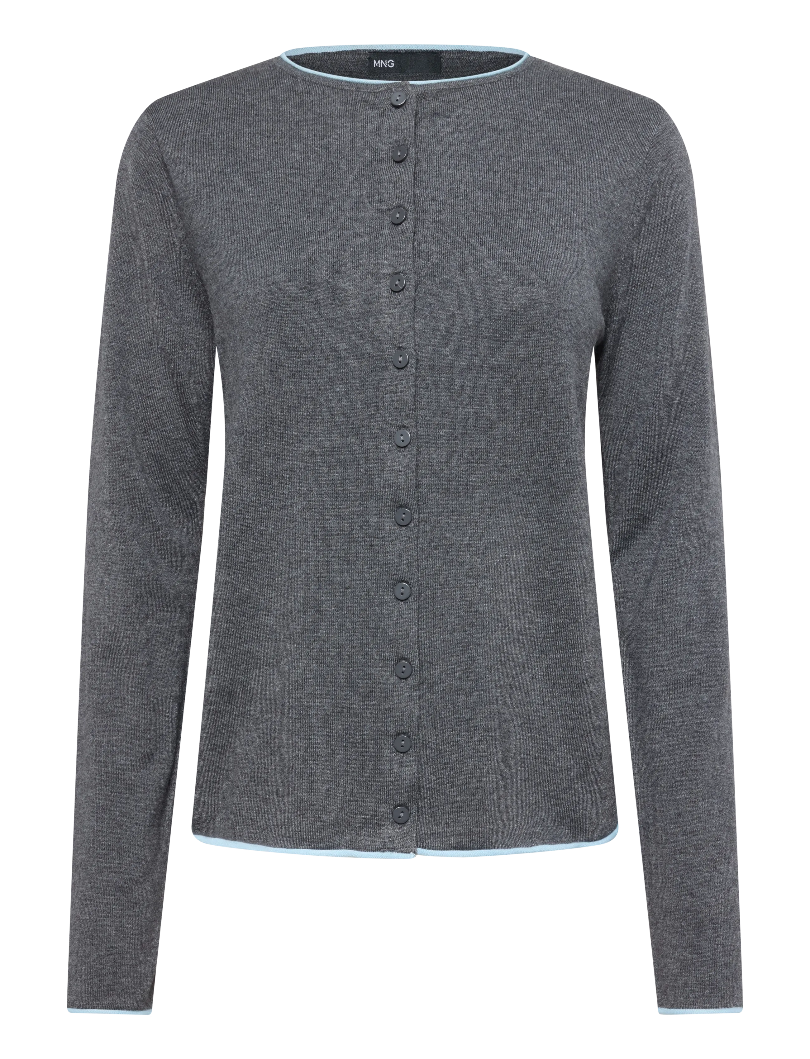 Mango Contrast trim cardigan - Streetstyle - GREY / grey