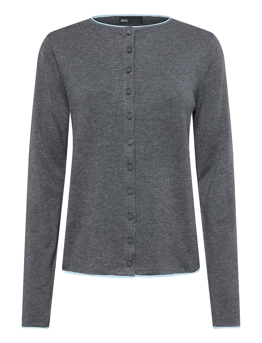 Mango - Contrast trim cardigan - cardigans - grey - 0