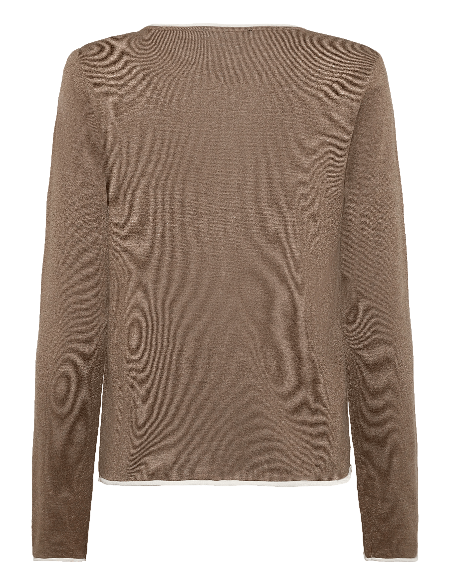 Mango - Contrast trim cardigan - cardigans - medium brown - 1