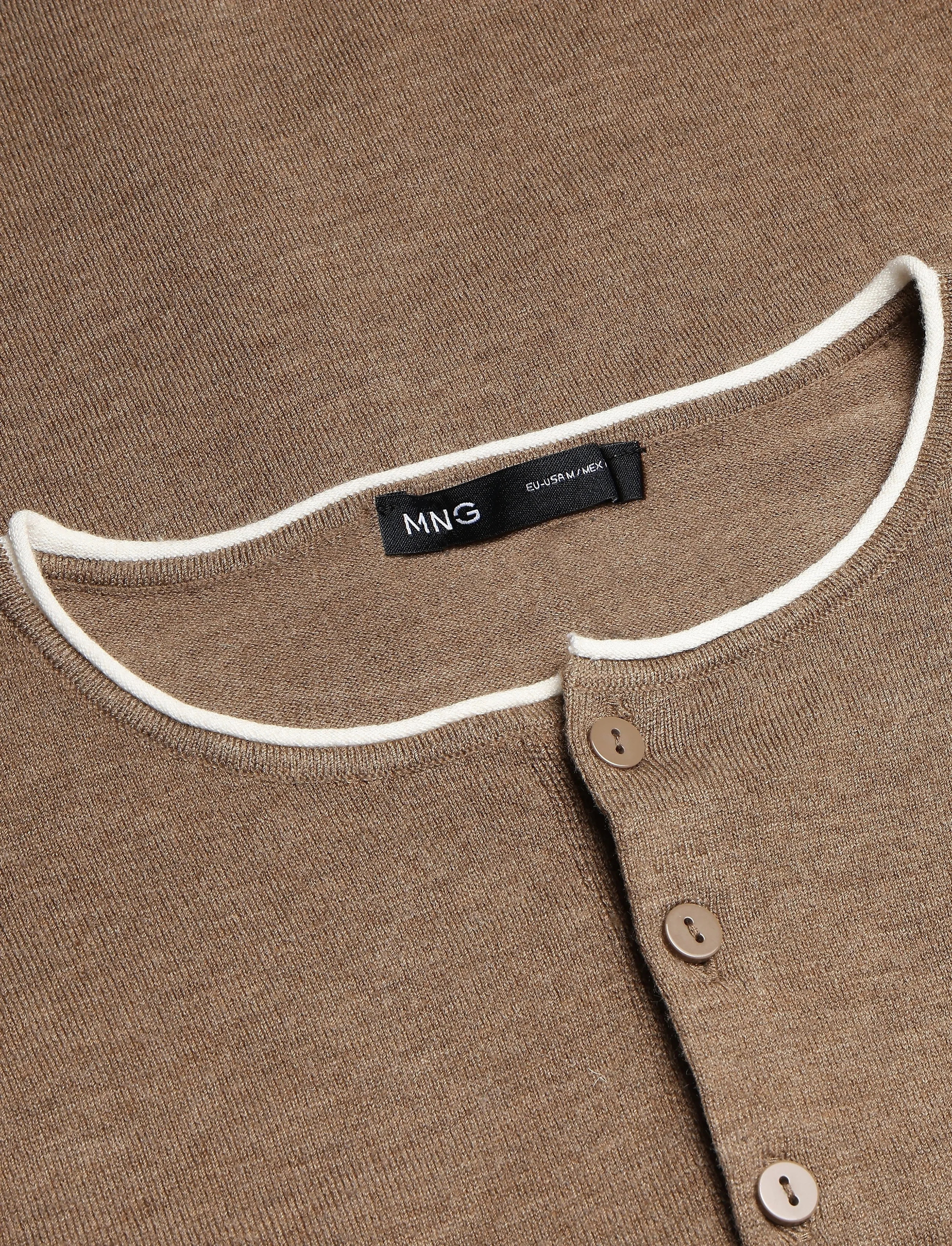 Mango - Contrast trim cardigan - cardigans - medium brown - 2