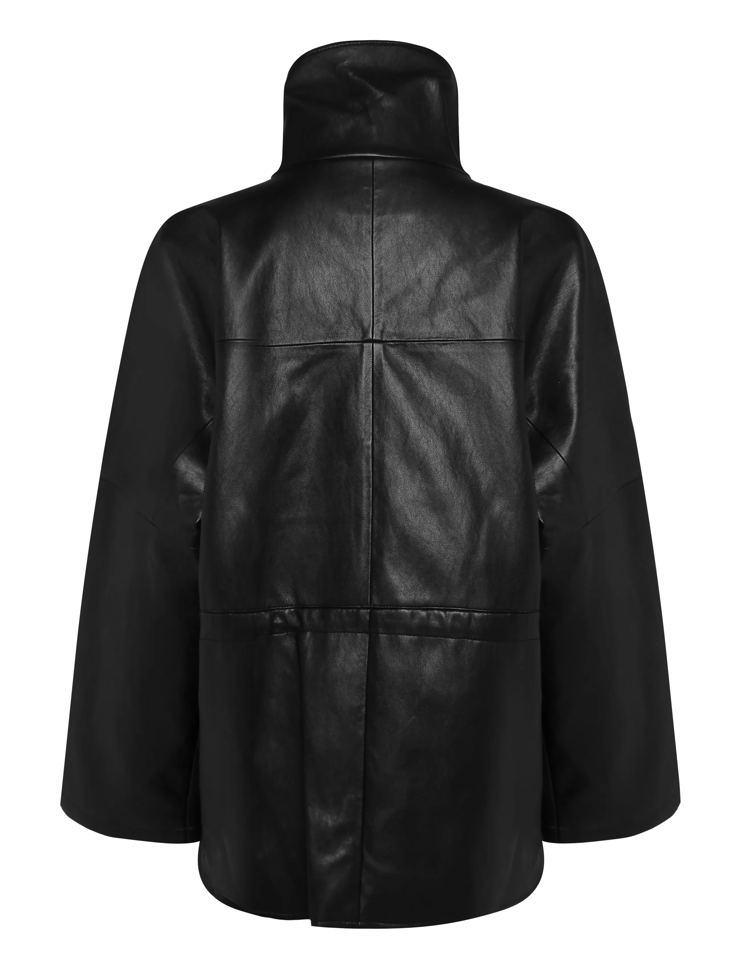 Mango - Leather effect jacket with collar - læderjakker - black - 2