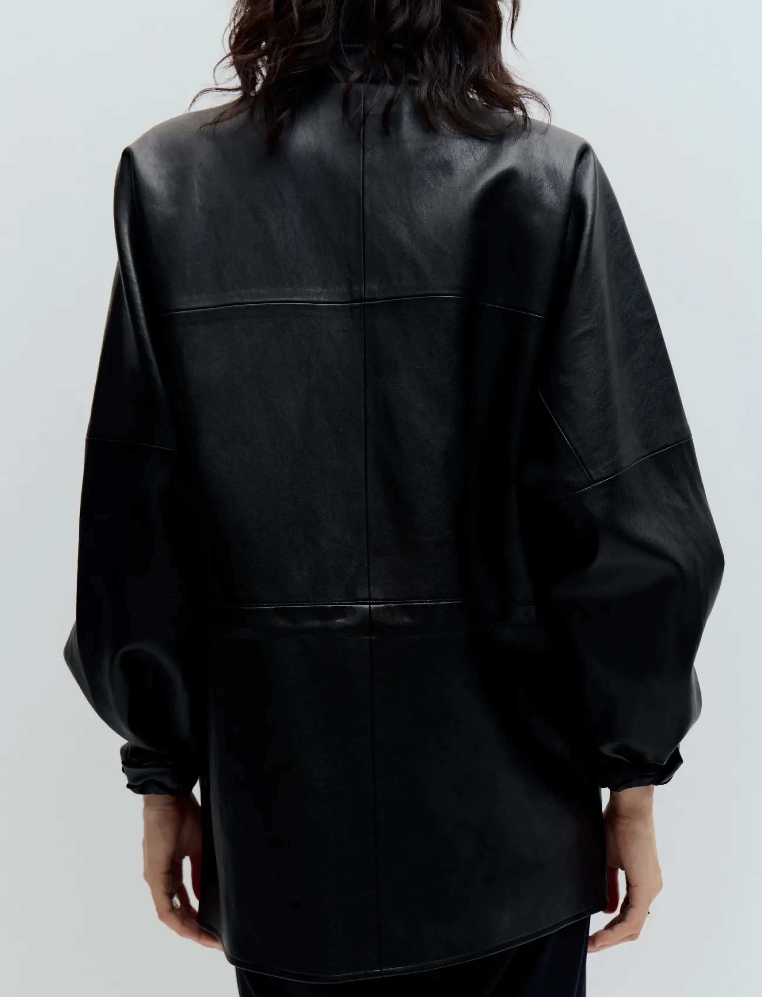 Mango - Leather effect jacket with collar - læderjakker - black - 3
