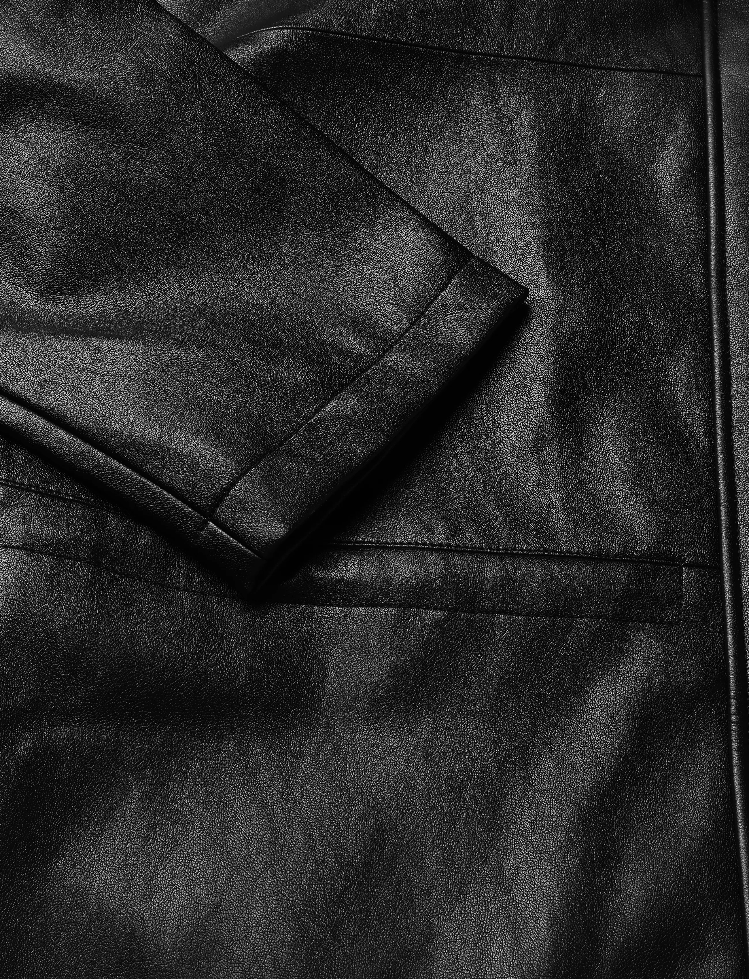Mango - Leather effect jacket with collar - læderjakker - black - 5