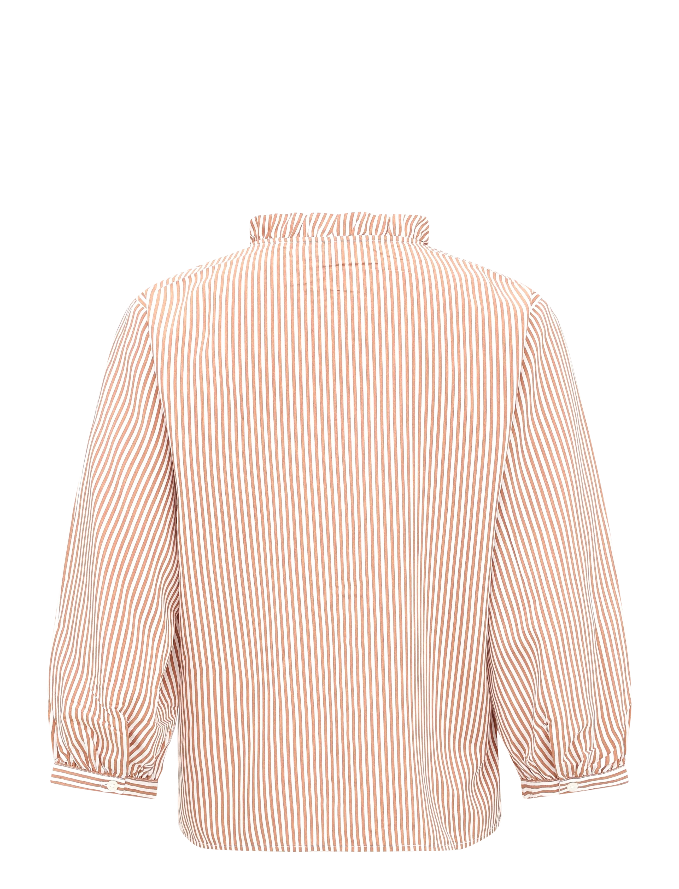 Mango - Striped blouse with frill detail - langærmede bluser - brown - 2