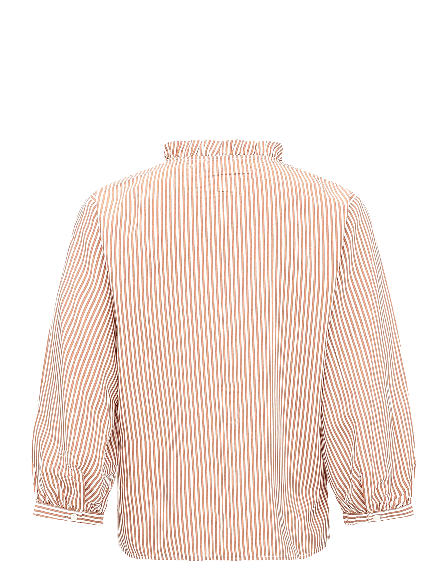 Mango - Striped blouse with frill detail - langærmede bluser - brown - 2