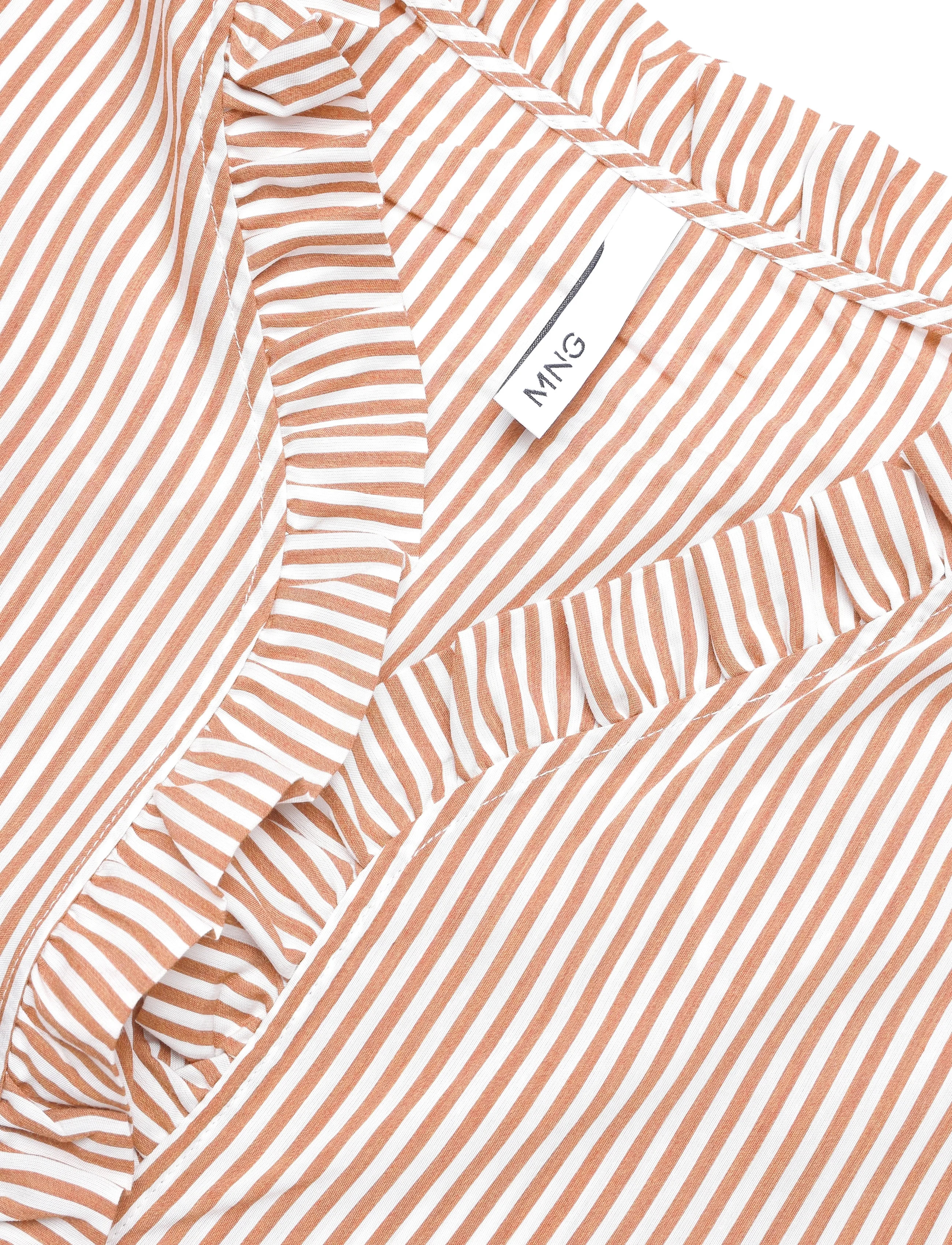 Mango - Striped blouse with frill detail - langærmede bluser - brown - 4