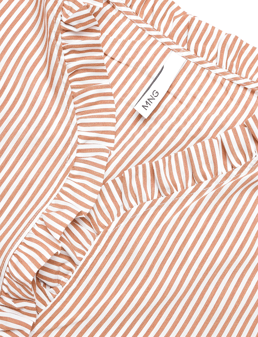 Mango - Striped blouse with frill detail - langærmede bluser - brown - 4