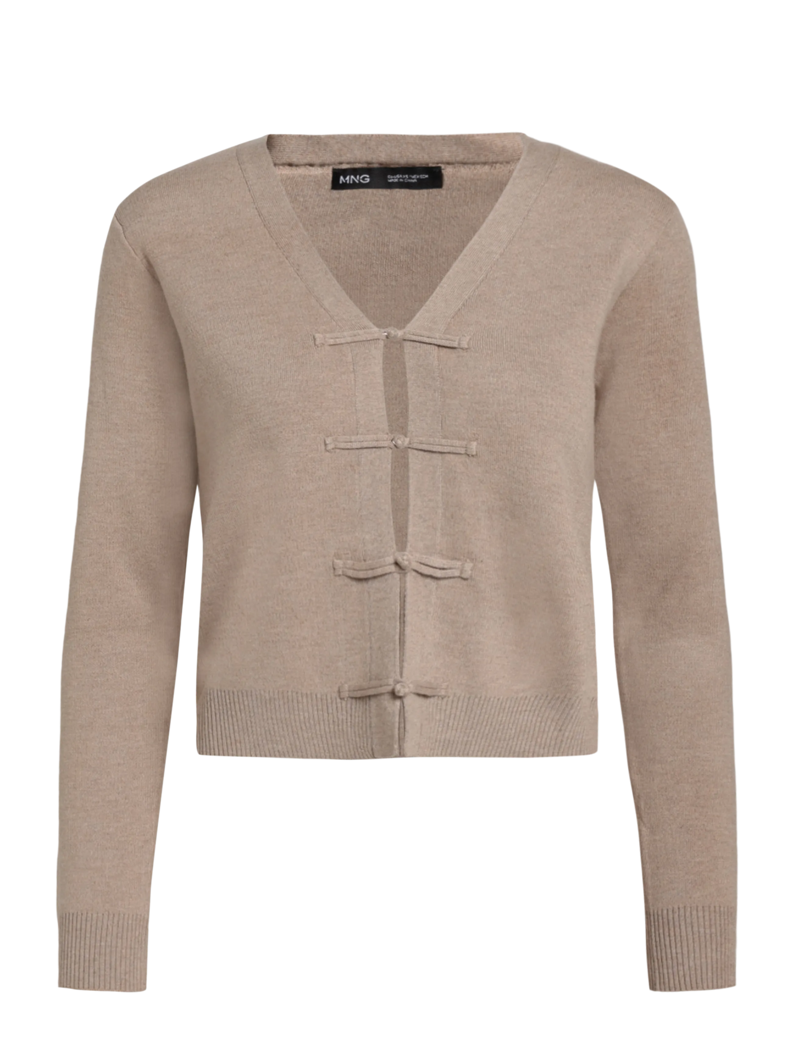Mango Toggle Knit Cardigan, XS, Knitwear, Beige - Cardigans, Frauen