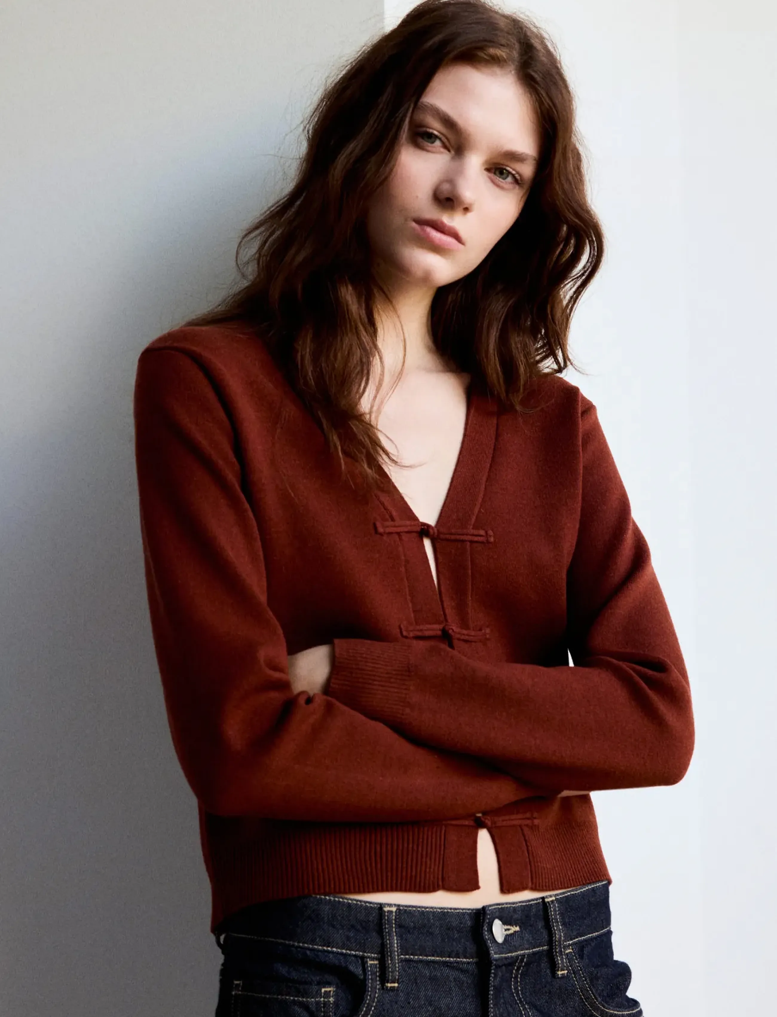 Mango - Toggle knit cardigan - cardigans - rust - copper - 0