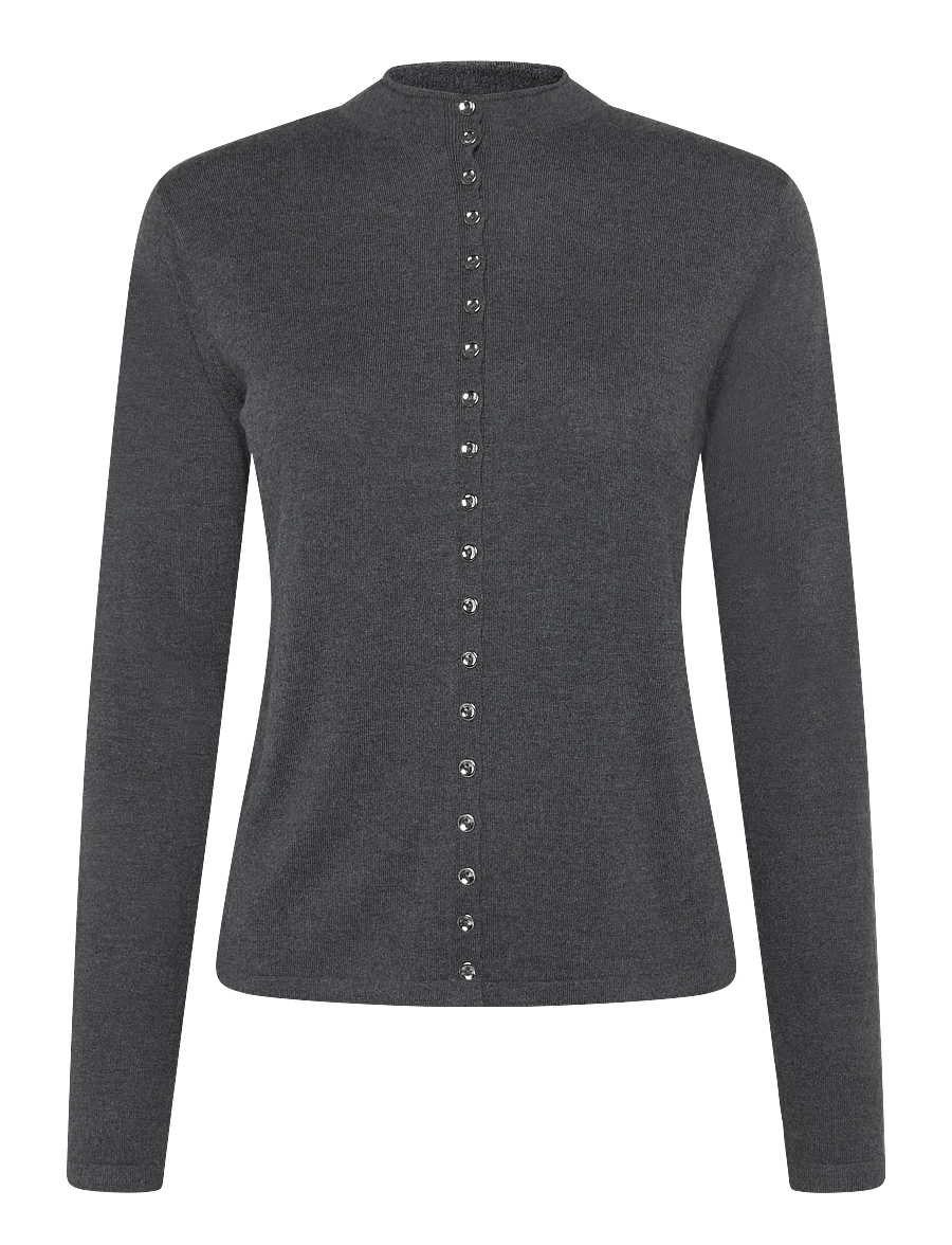 Mango - Fine-knit cardigan with metal buttons - koftor - charcoal - 1