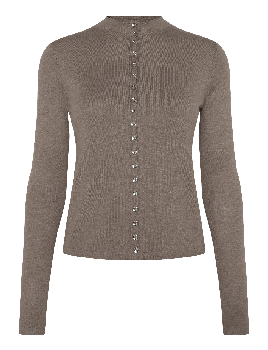 Mango - Fine-knit cardigan with metal buttons - cardigans - medium brown - 0