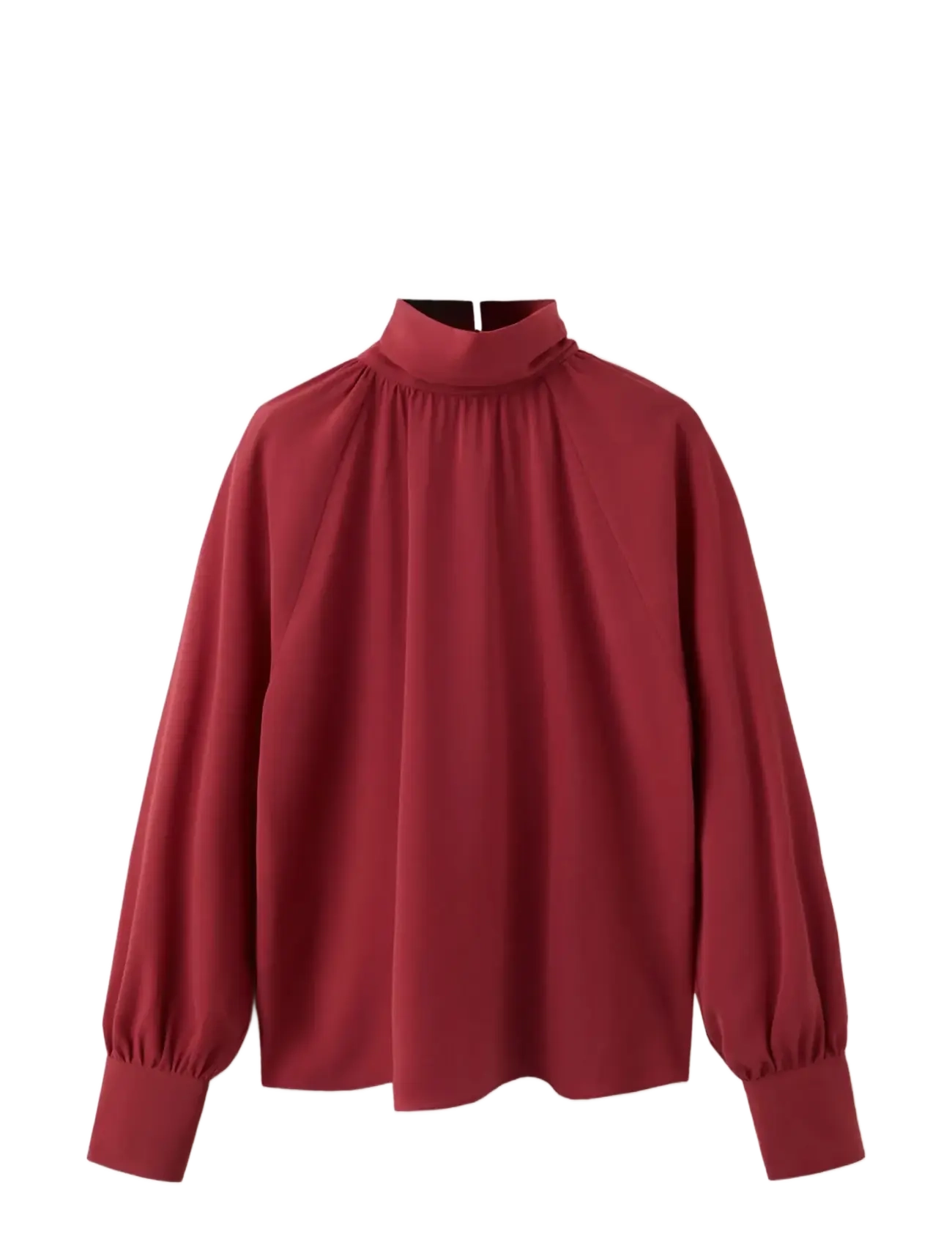 Mango Ruched roll-neck blouse - Langærmede bluser - DARK RED / burgundy