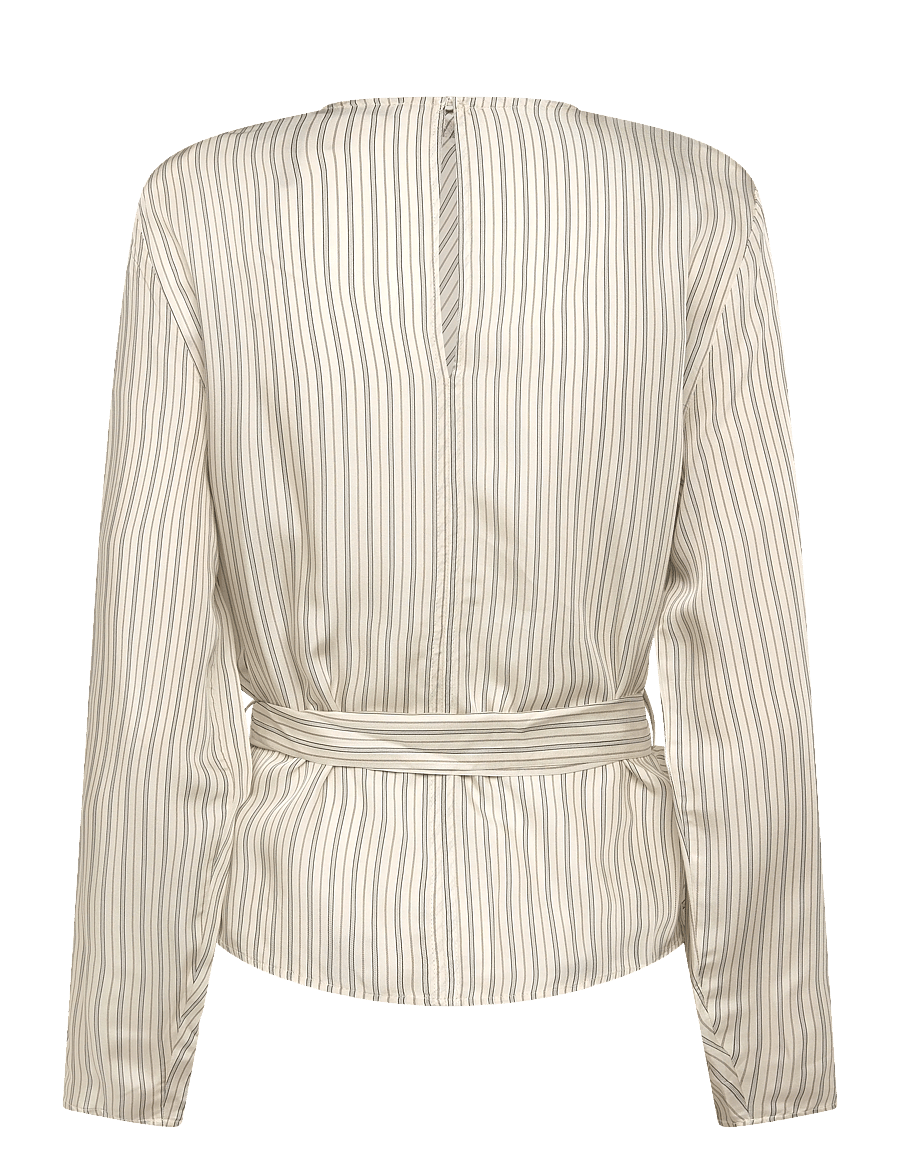 Mango - Striped blouse with tie at the waist - langærmede bluser - light beige - 2