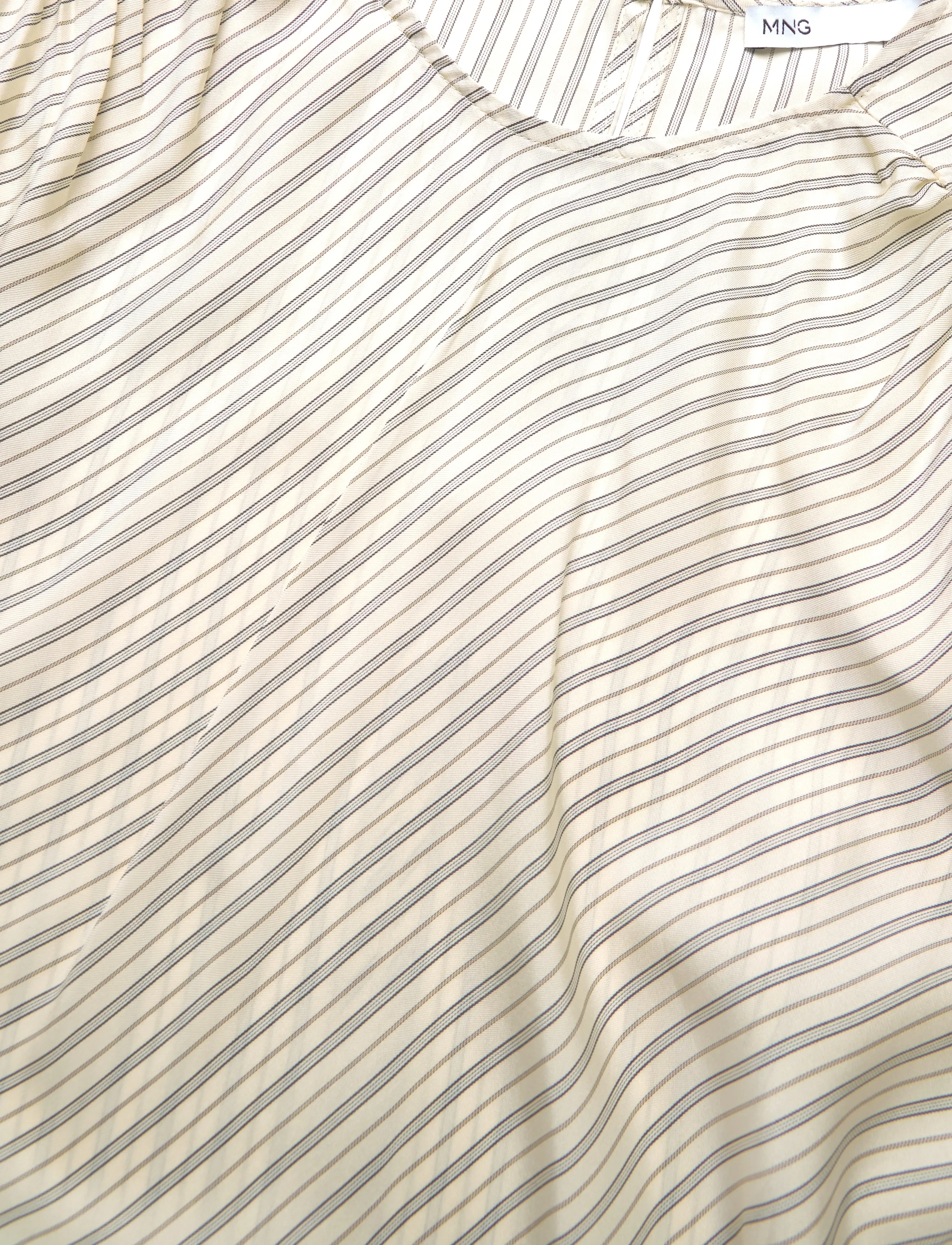 Mango - Striped blouse with tie at the waist - langærmede bluser - light beige - 4