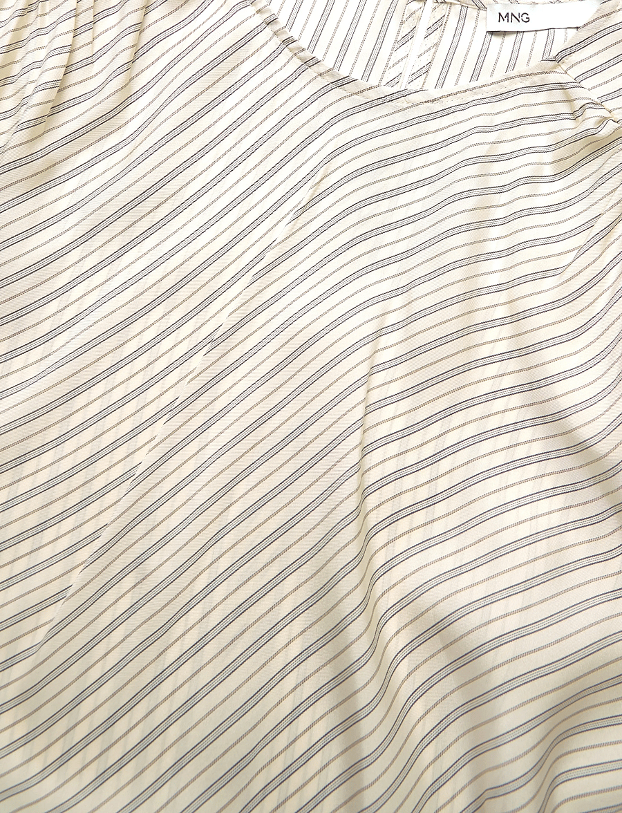Mango - Striped blouse with tie at the waist - langærmede bluser - light beige - 4