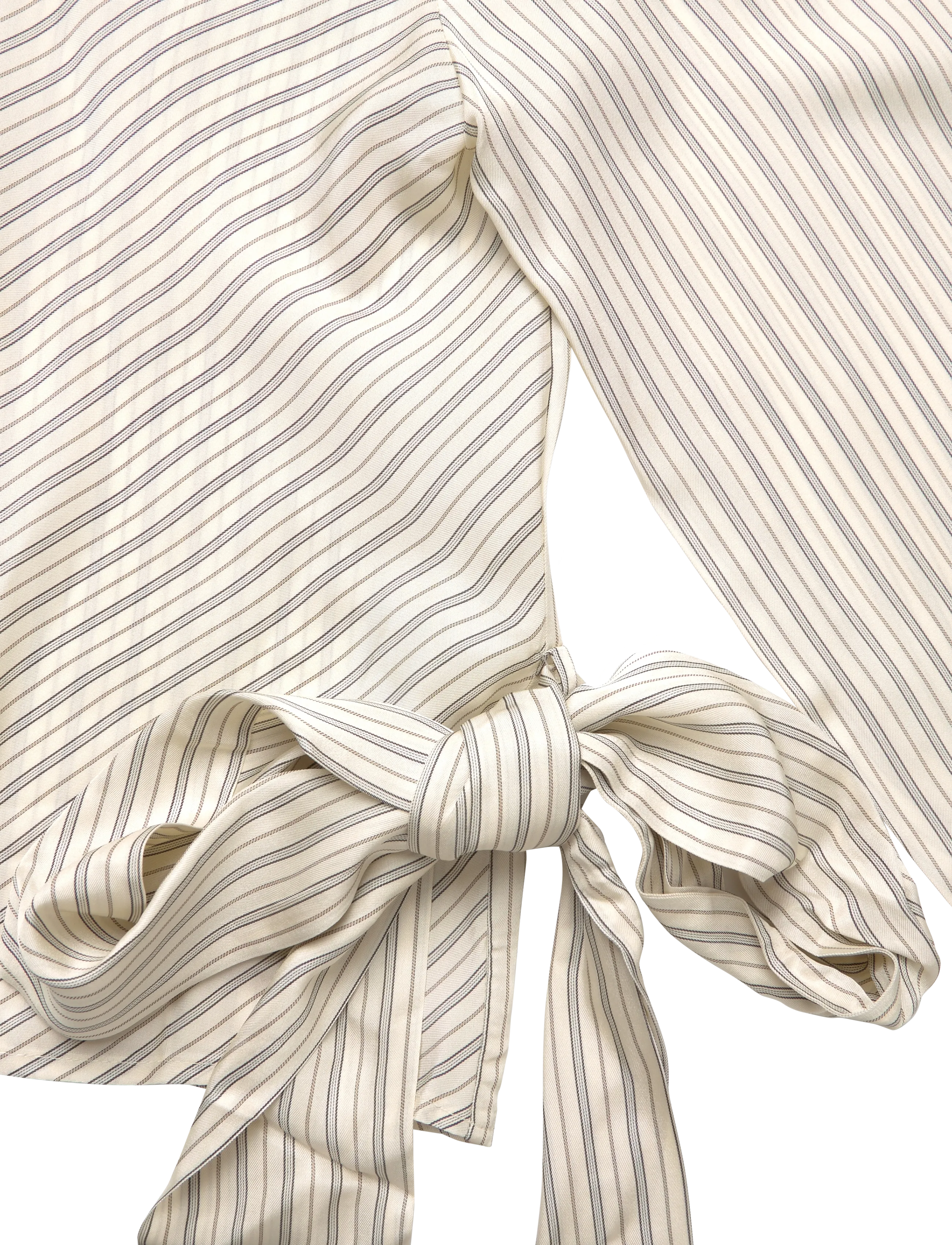 Mango - Striped blouse with tie at the waist - langærmede bluser - light beige - 5