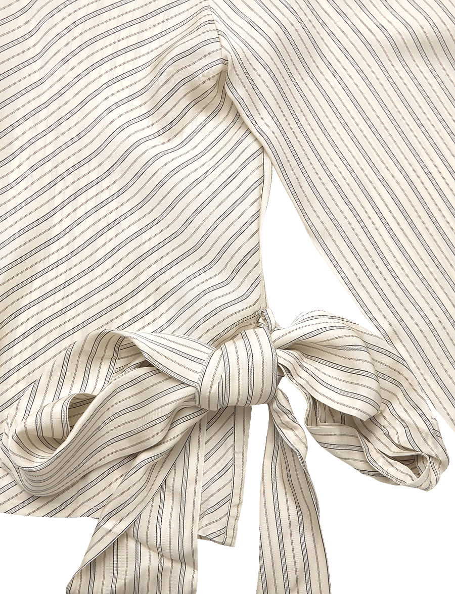 Mango - Striped blouse with tie at the waist - langærmede bluser - light beige - 5