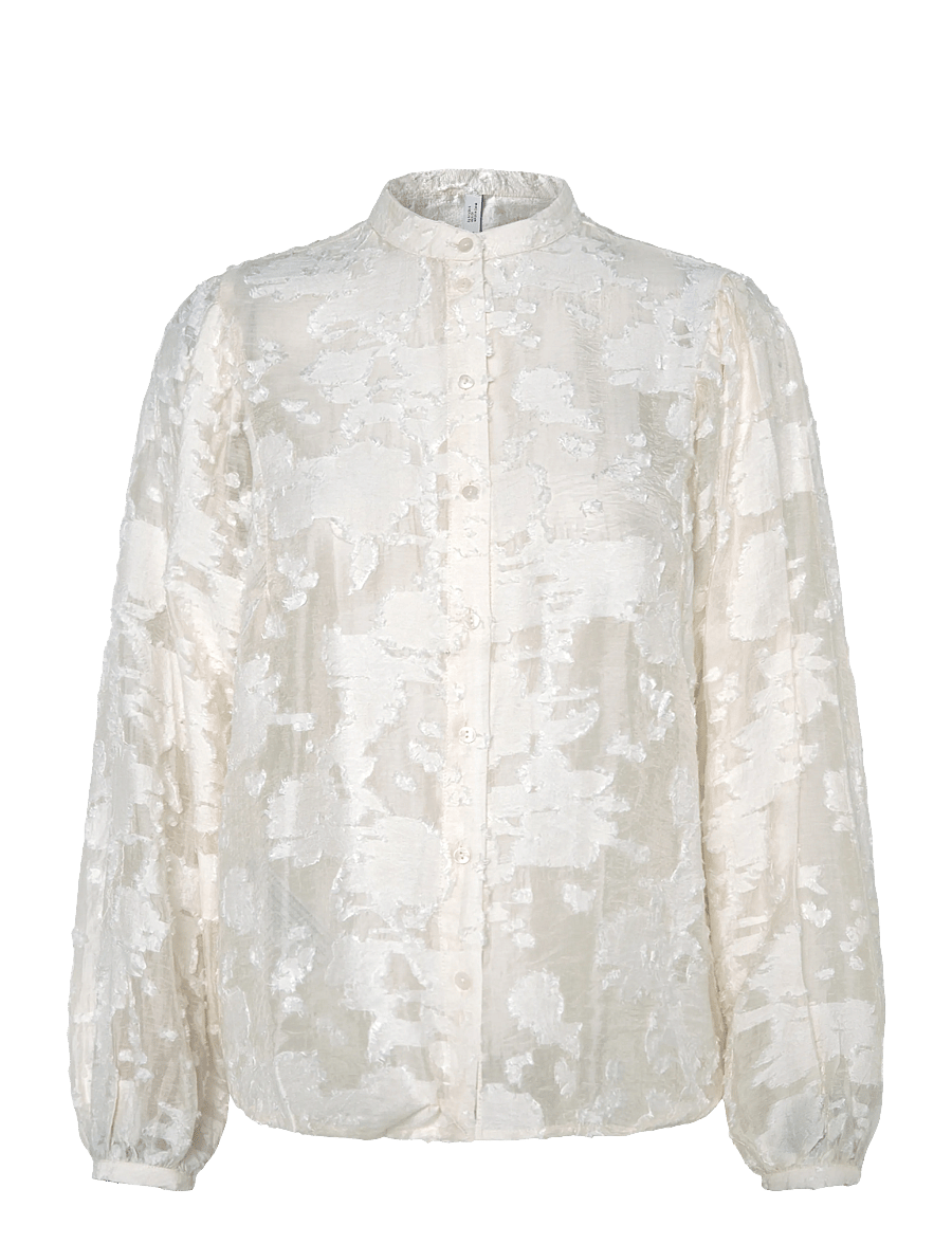 Mango - Lyocell blouse with embroidered details - langærmede bluser - natural white - 0