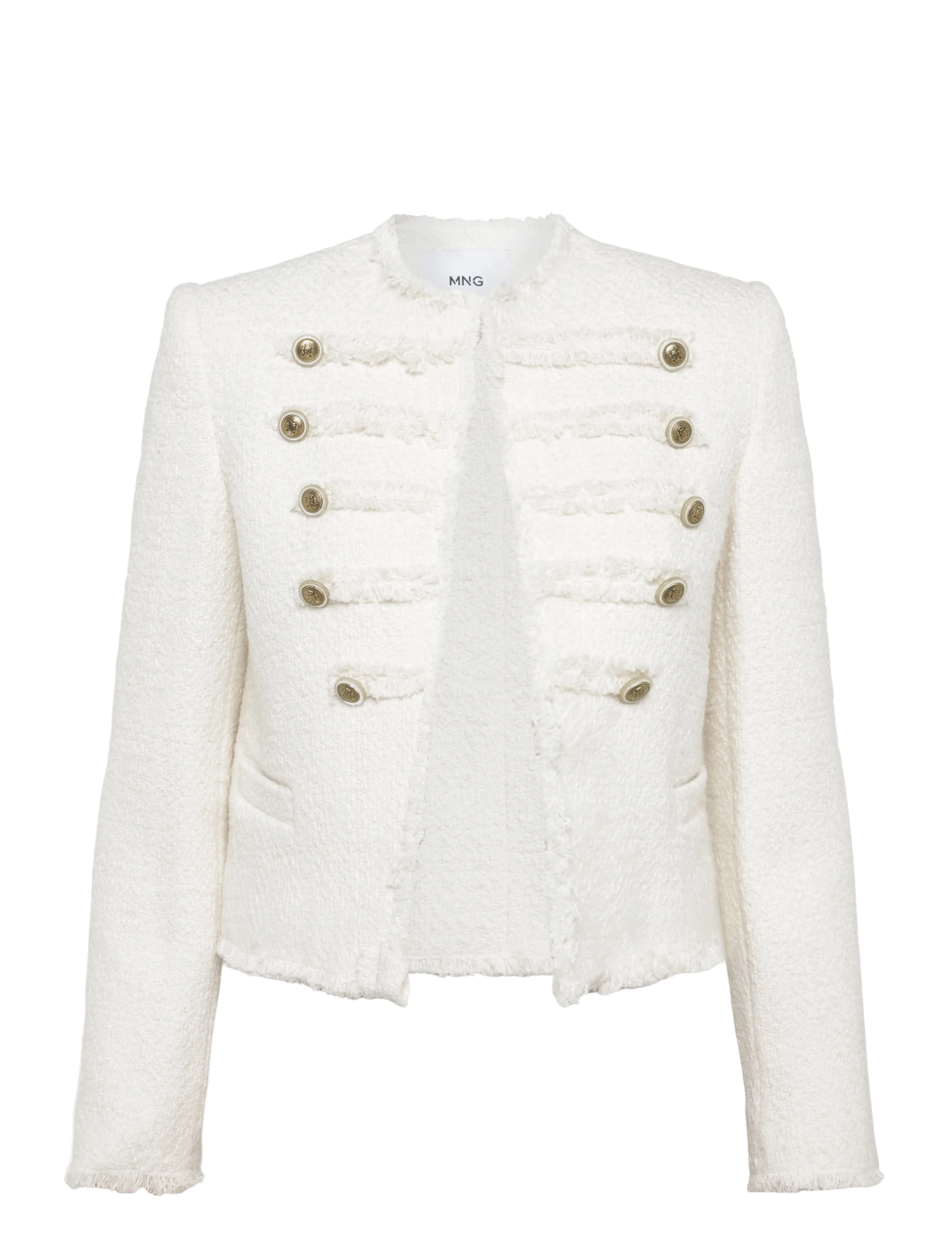 Mango Tweed jacket with decorative frogging closures - Blazere - NATURAL WHITE / cream