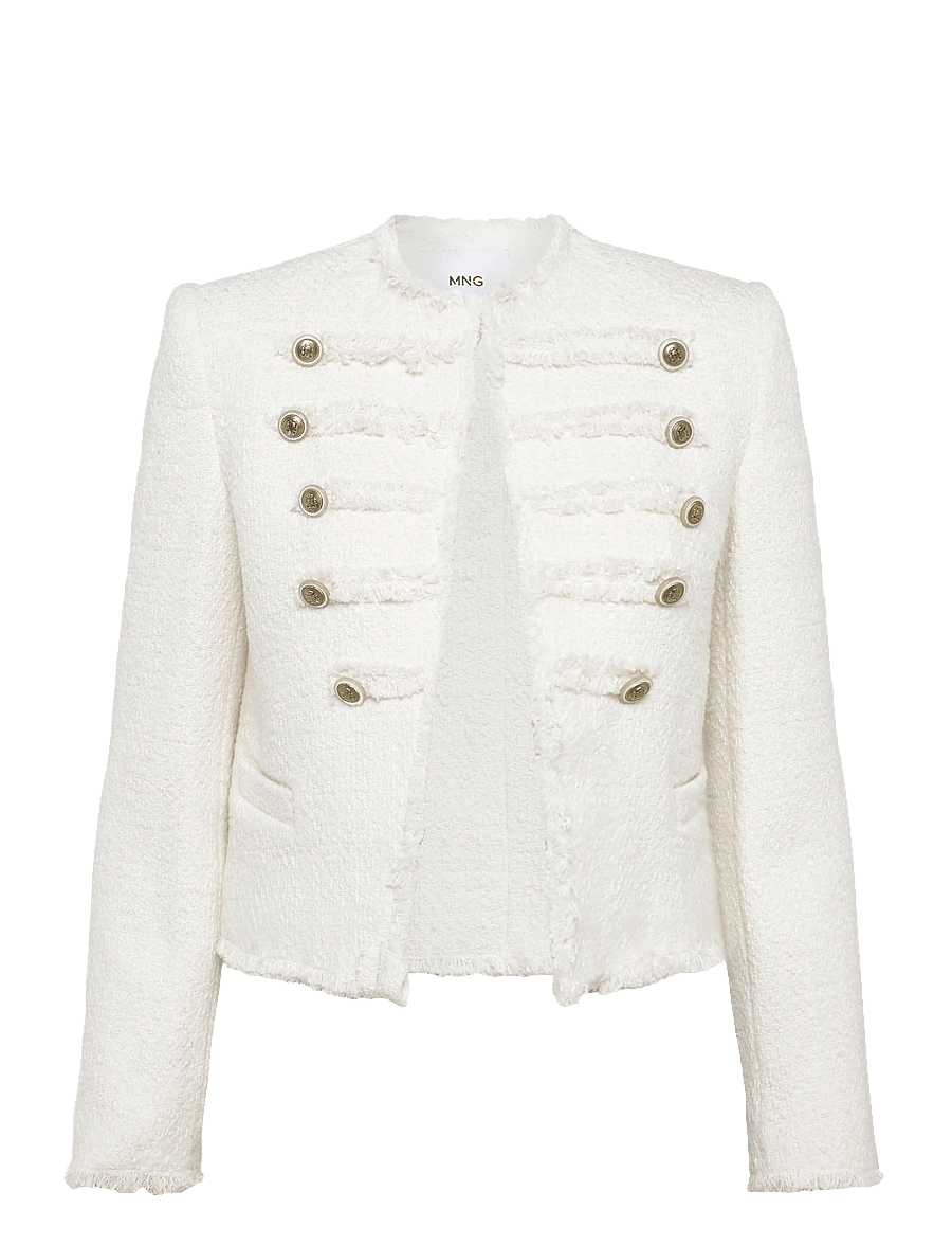 Mango - Tweed jacket with decorative frogging closures - bouclés - natural white - 0