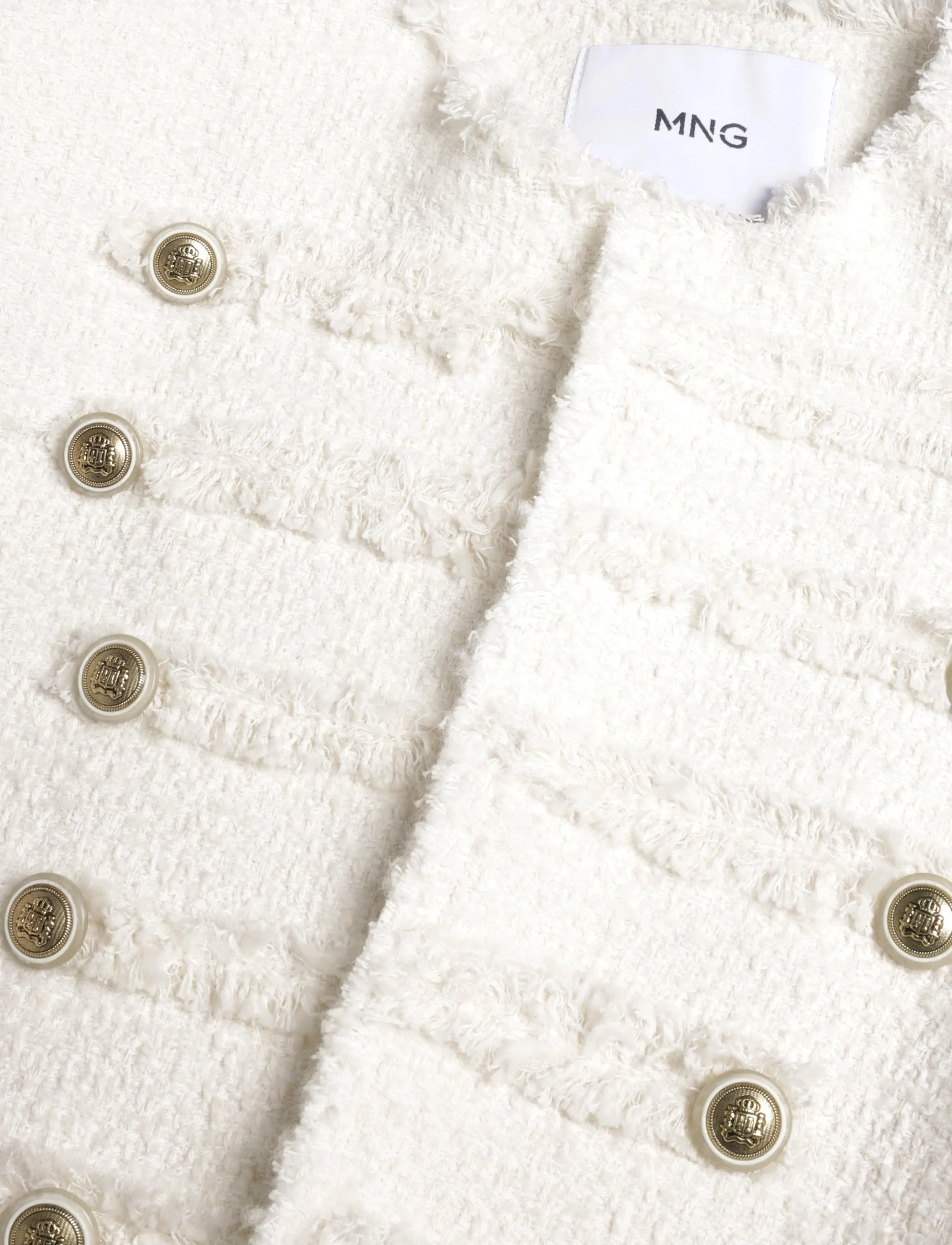 Mango - Tweed jacket with decorative frogging closures - bouclés - natural white - 2