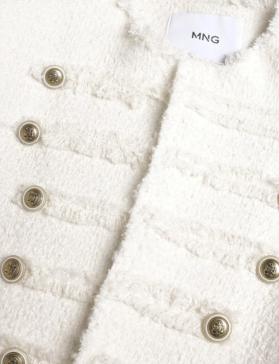 Mango - Tweed jacket with decorative frogging closures - bouclés - natural white - 2