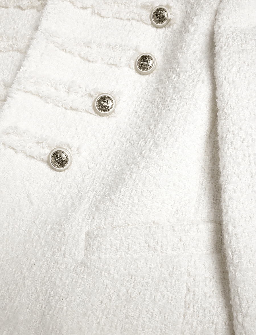 Mango - Tweed jacket with decorative frogging closures - bouclés - natural white - 3