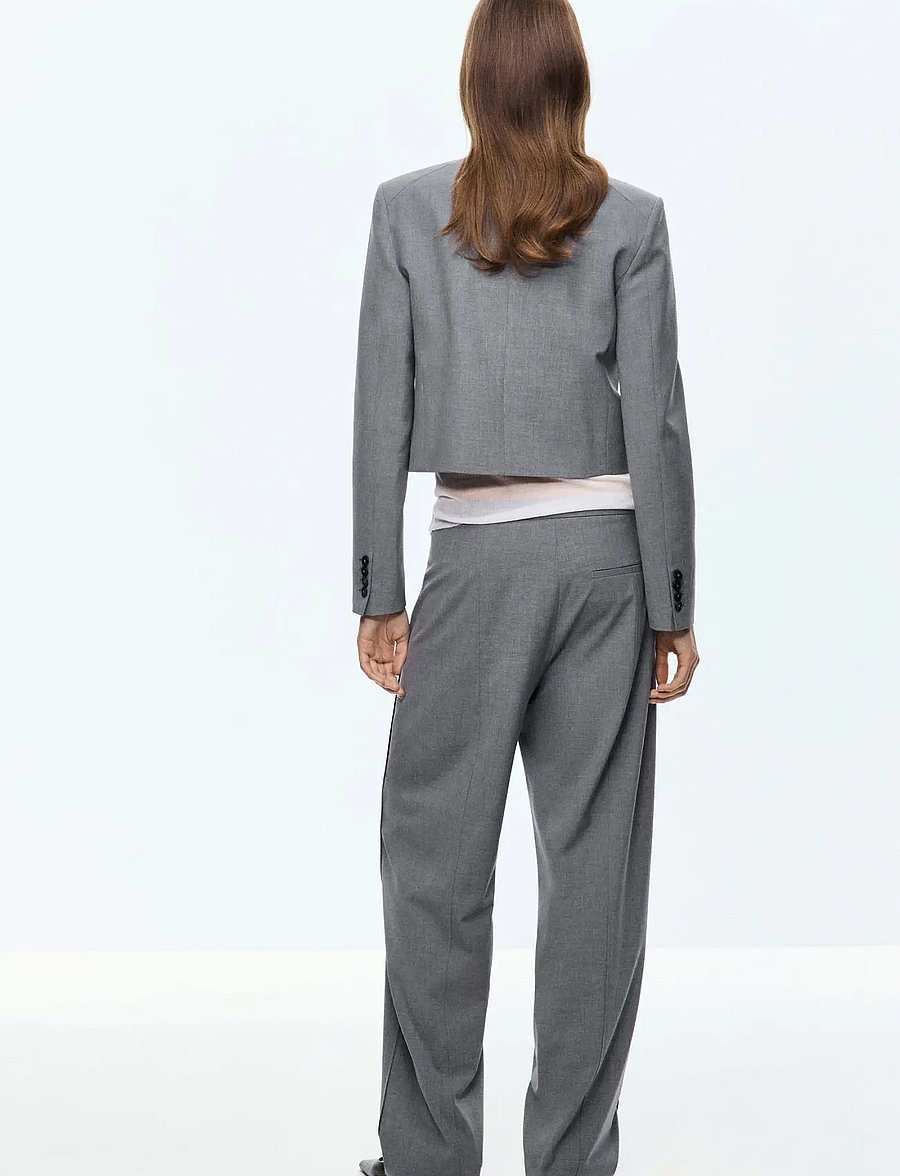 Mango - Straight-leg trousers with seam detail - raka byxor - grey - 2