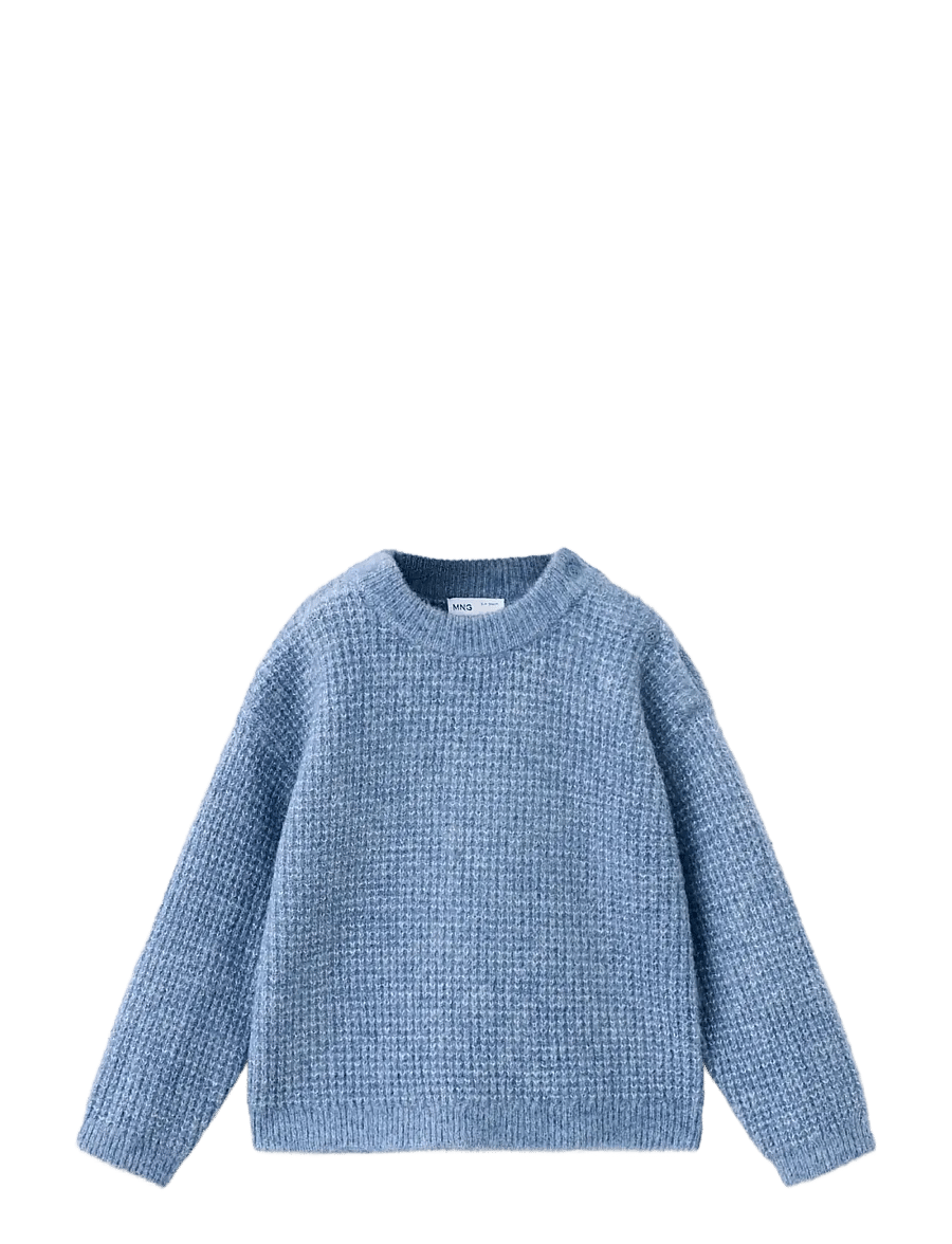 Mango - Textured knit sweater - trøjer - medium blue - 0