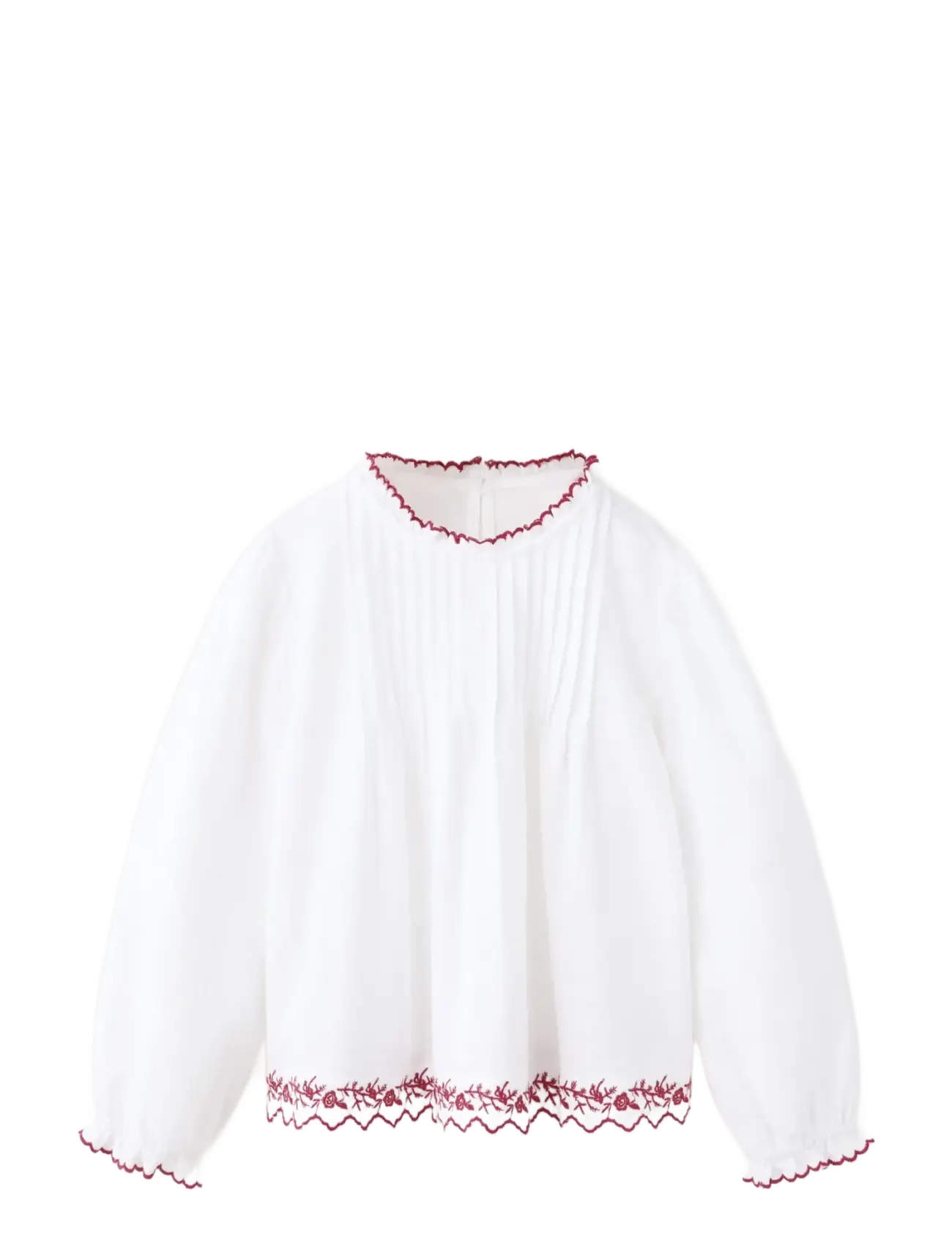 Mango Cotton blouse with scalloped embroidered details - Mango - WHITE / white