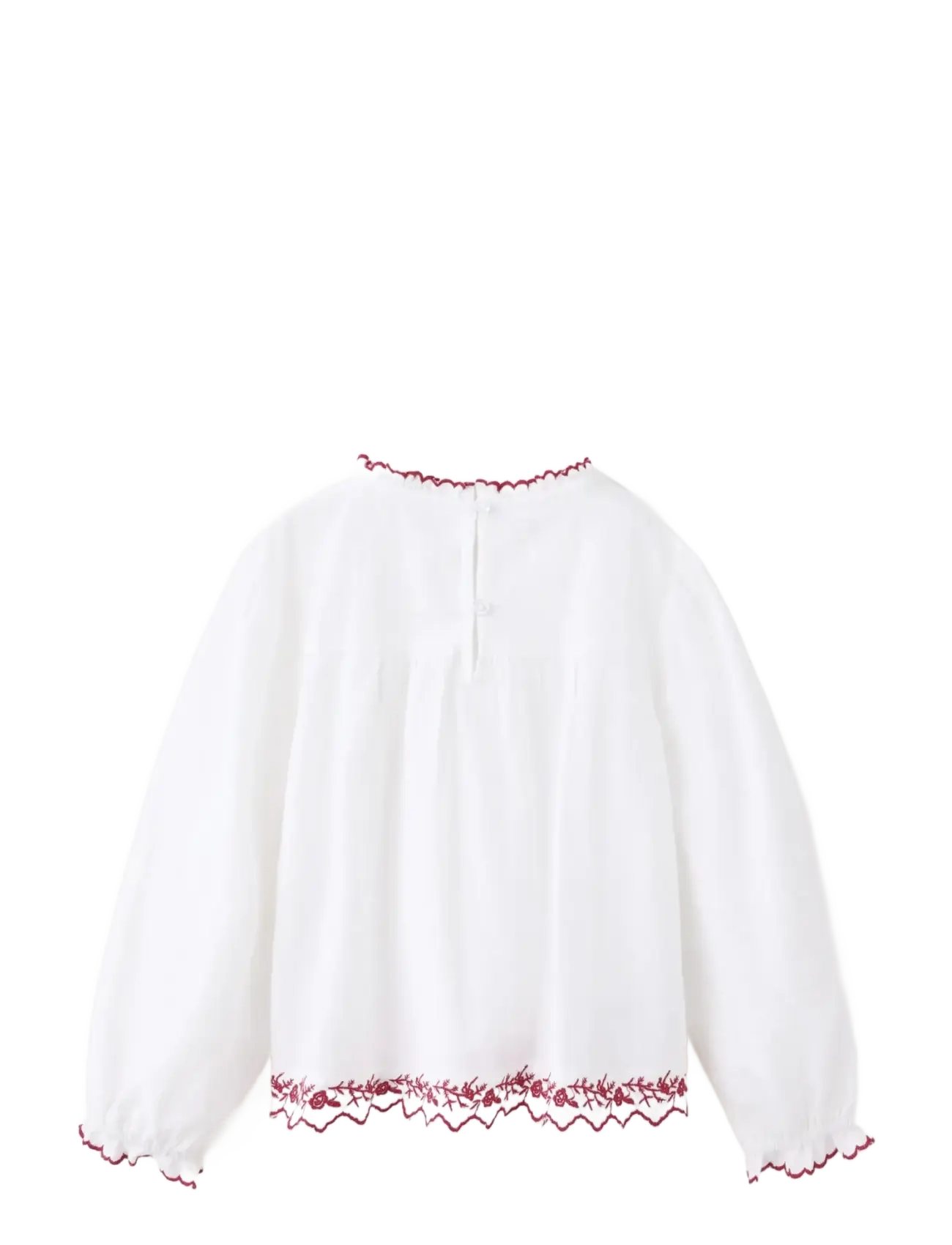 Mango - Cotton blouse with scalloped embroidered details - white - 1