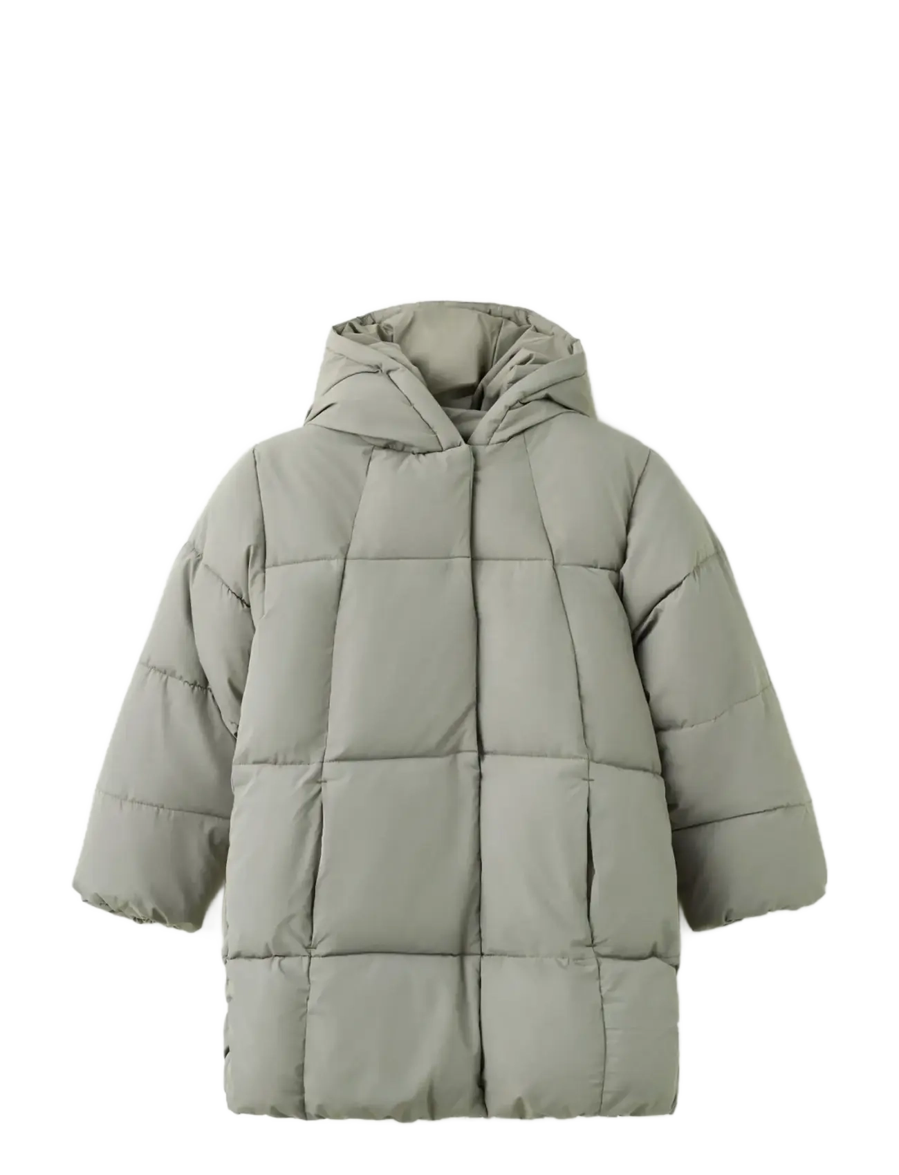 Mango Hood Puffer Coat, 9, Jackets & Coats, Khakigrün - Padded, Kinder