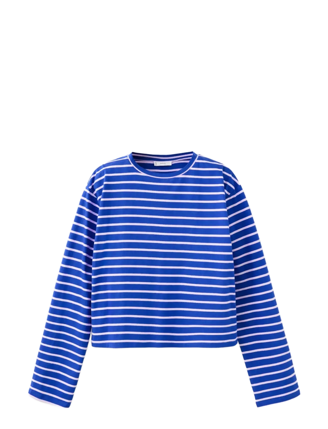 Mango - Striped cotton T-shirt - langærmede t-shirts - medium blue - 1