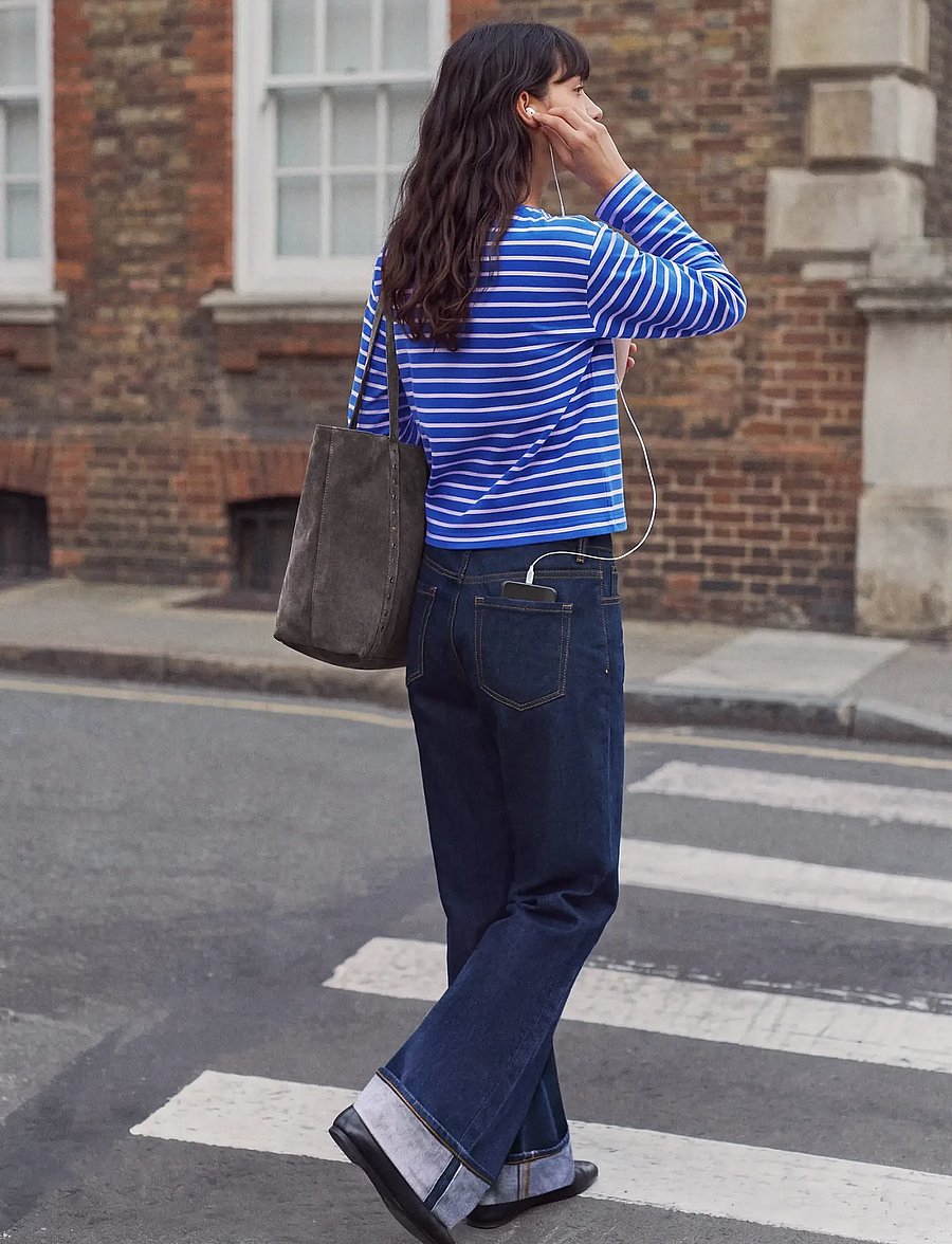 Mango - Striped cotton T-shirt - langærmede t-shirts - medium blue - 2