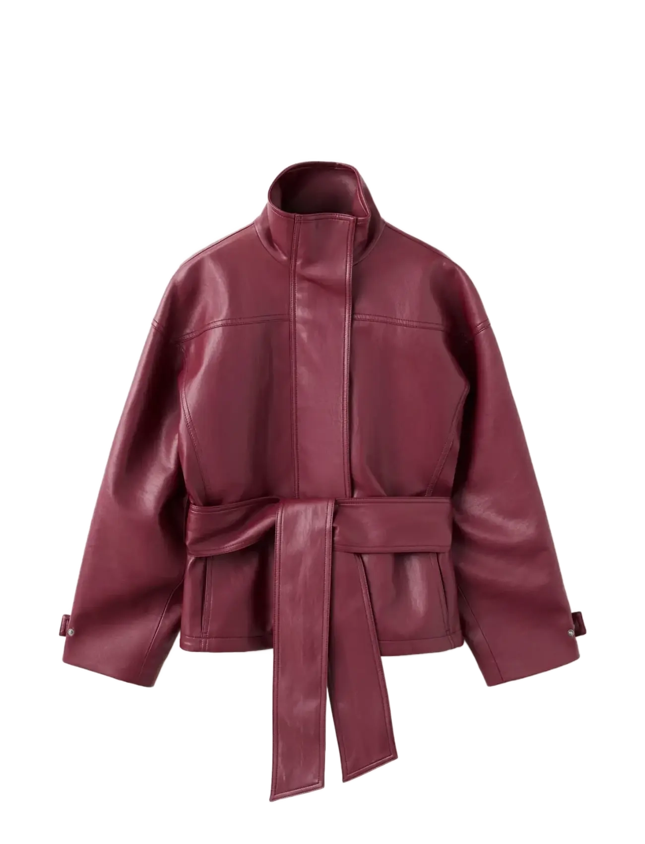 Mango - Leather effect jacket with collar - læderjakker - red - 1