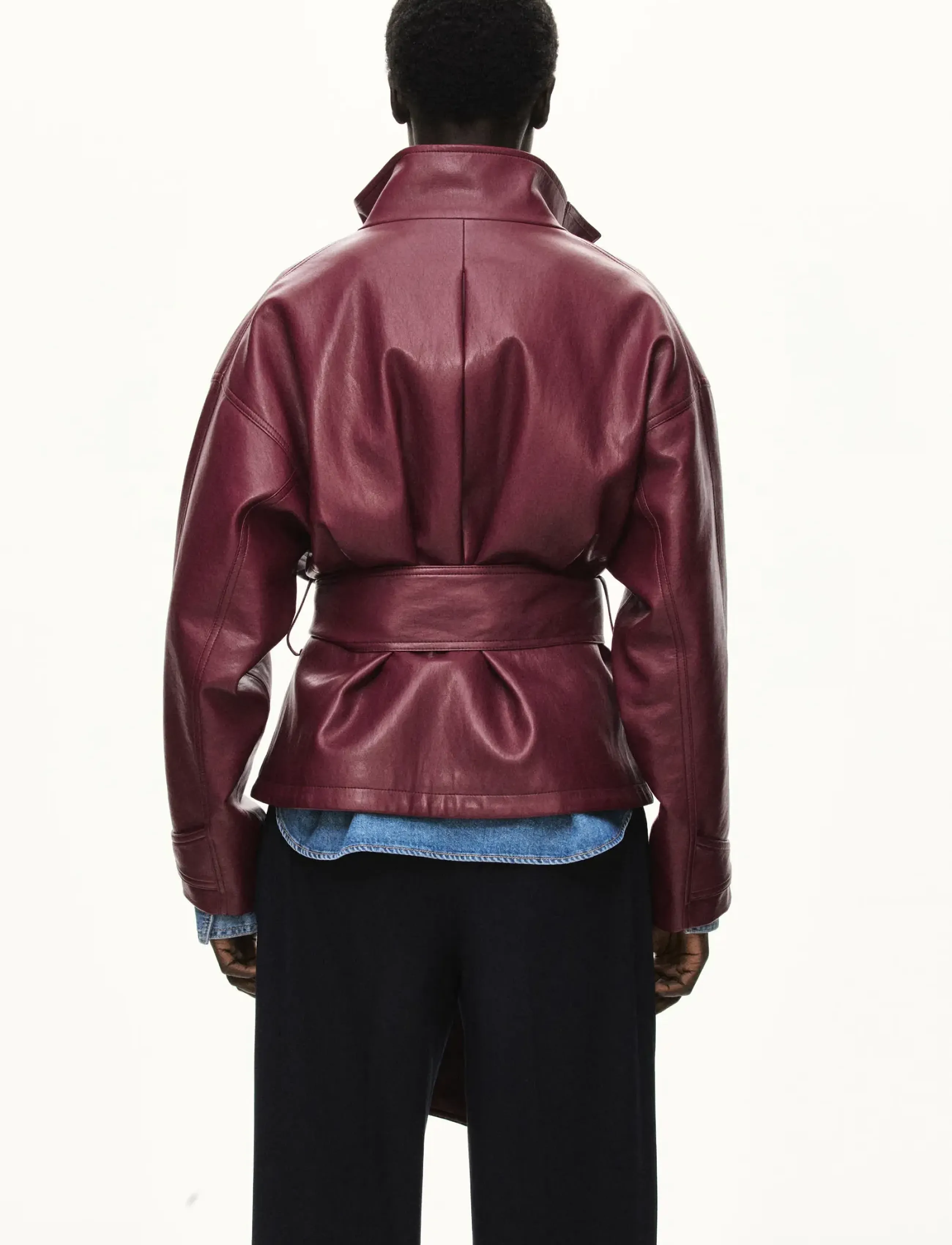 Mango - Leather effect jacket with collar - læderjakker - red - 2