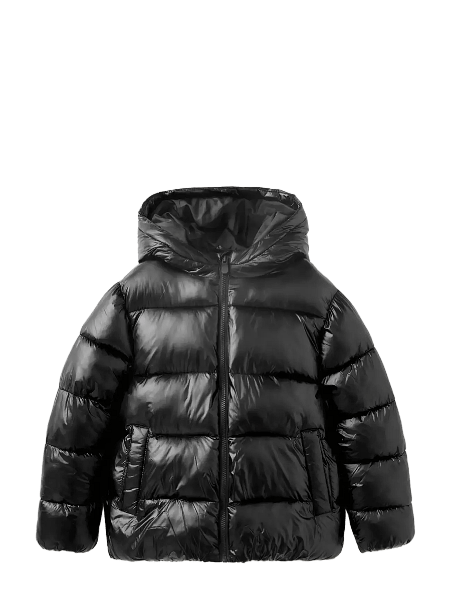 Mango - Shiny quilted anorak - anorakker - black - 0