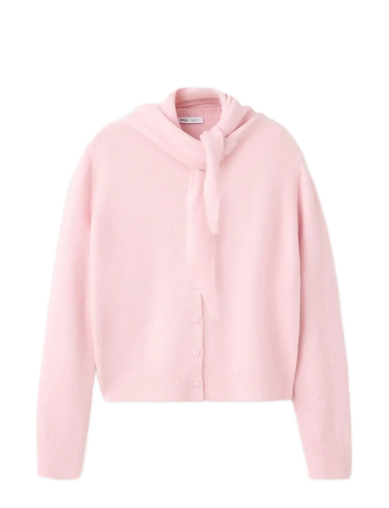 Mango Knitted cardigan with flocked detail - Cardigans - LT-PASTEL PINK / pink/rose