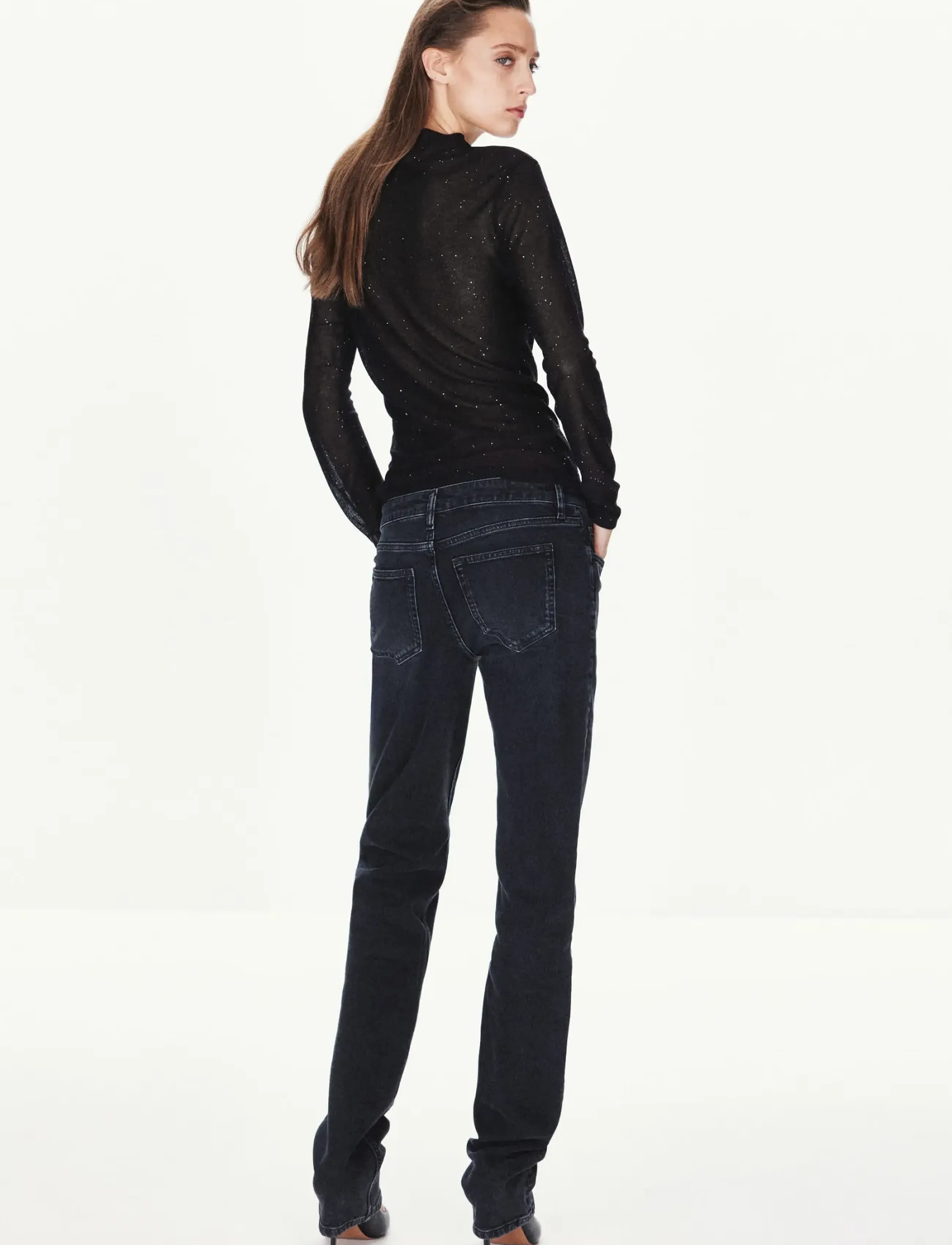 Mango - Roll-neck top with glitter - stickade tröjor - black - 2
