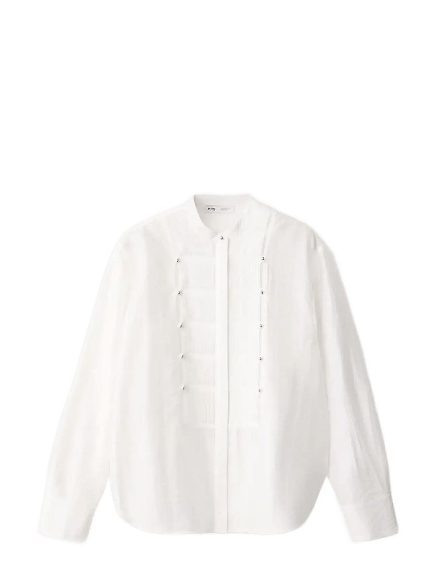 Mango - Shirt with pintuck detailing and buttons - langærmede skjorter - white - 0