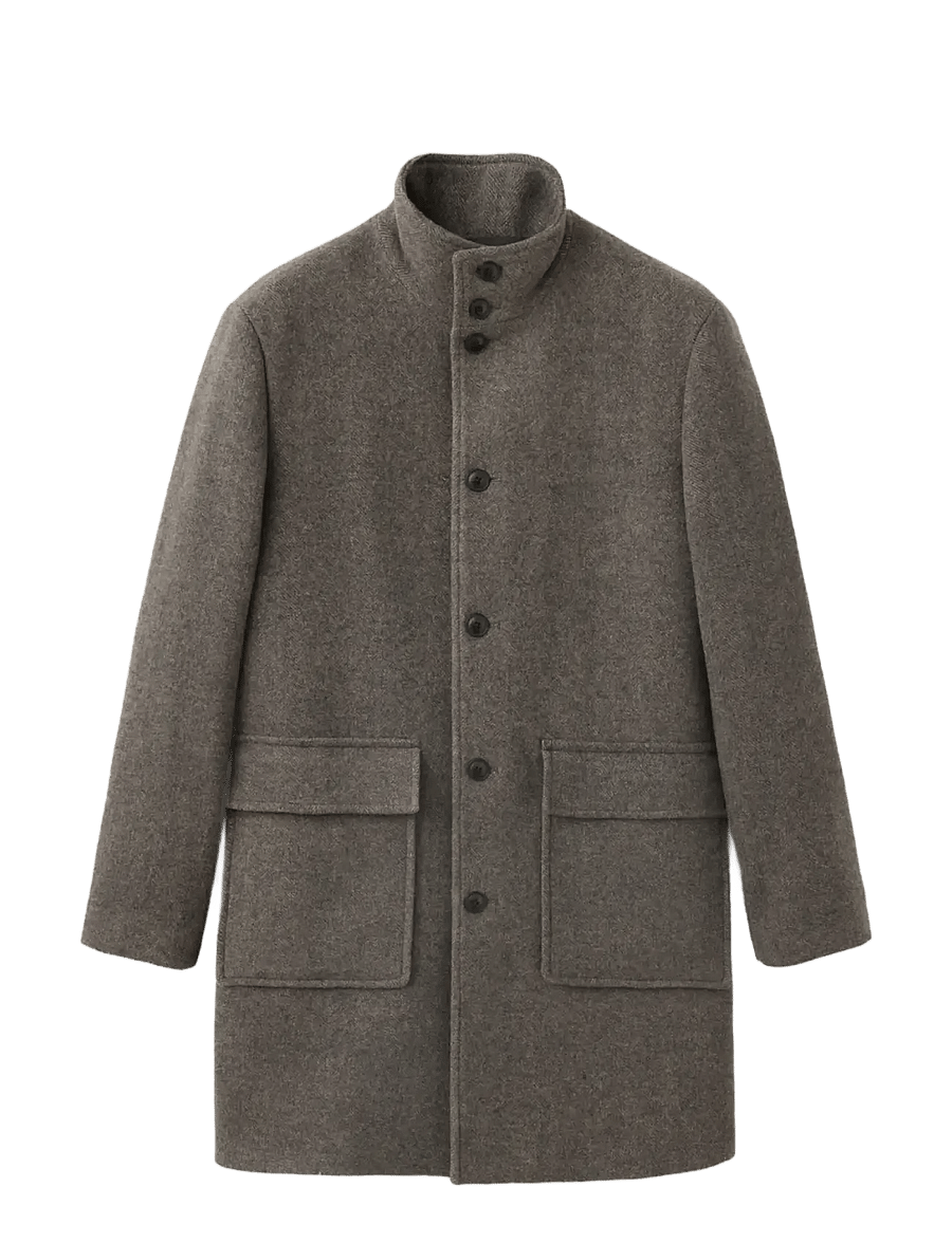Mango - Wool blend coat with funnel neck - vinterjackor - medium brown - 0