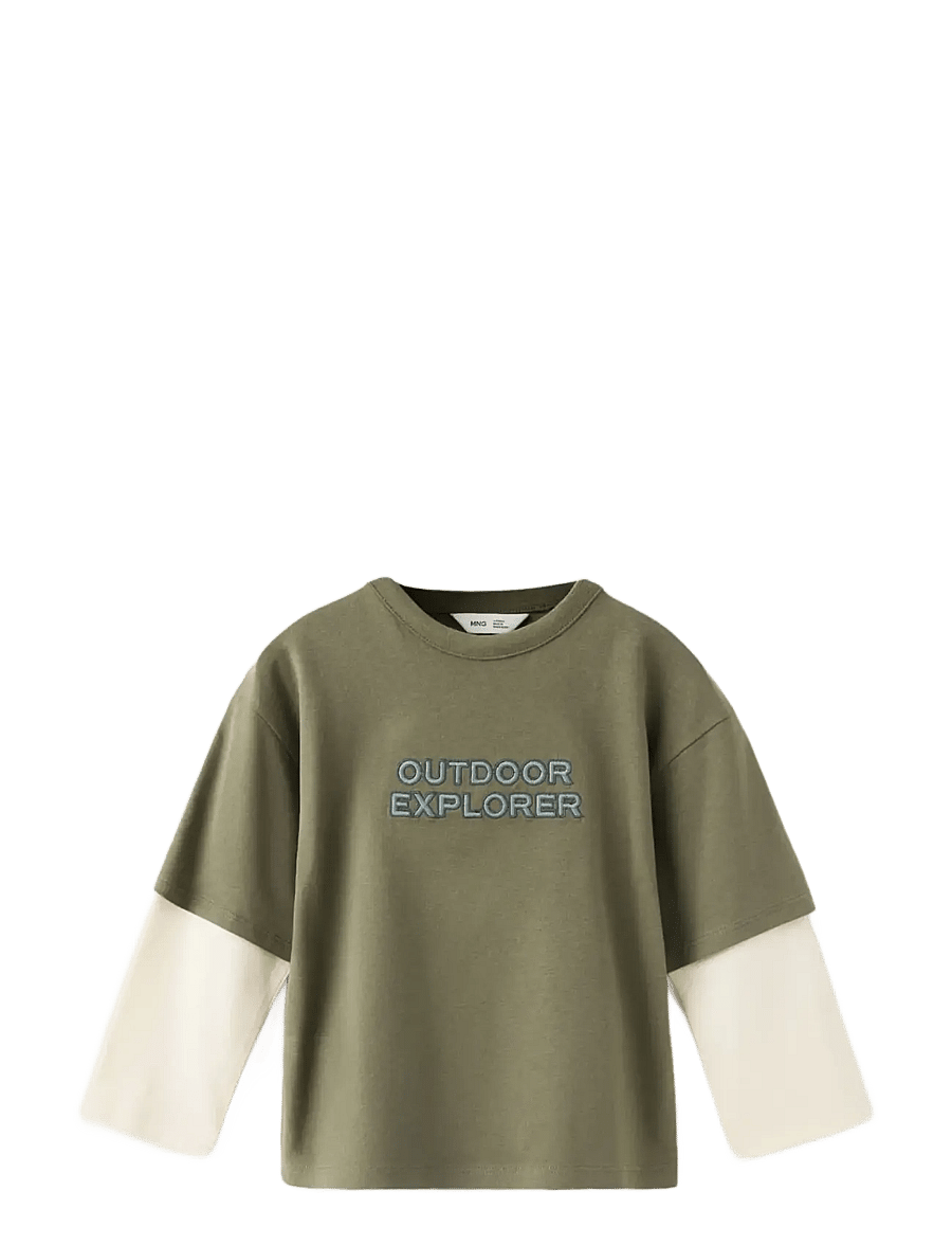 Mango - Double-embroidered T-shirt - langærmede t-shirts - dark green - 0